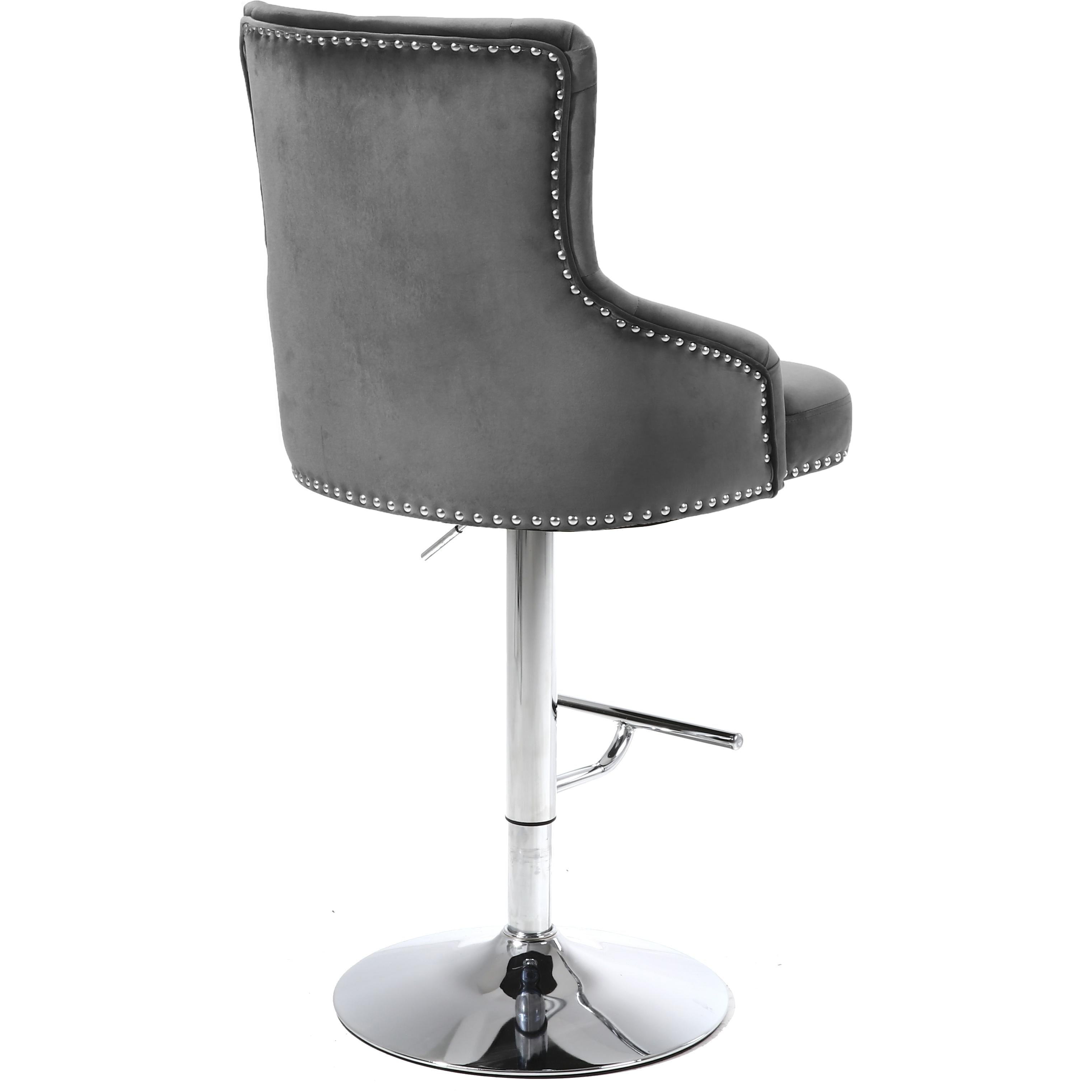 Meridian Claude Grey Velvet Adjustable Stool