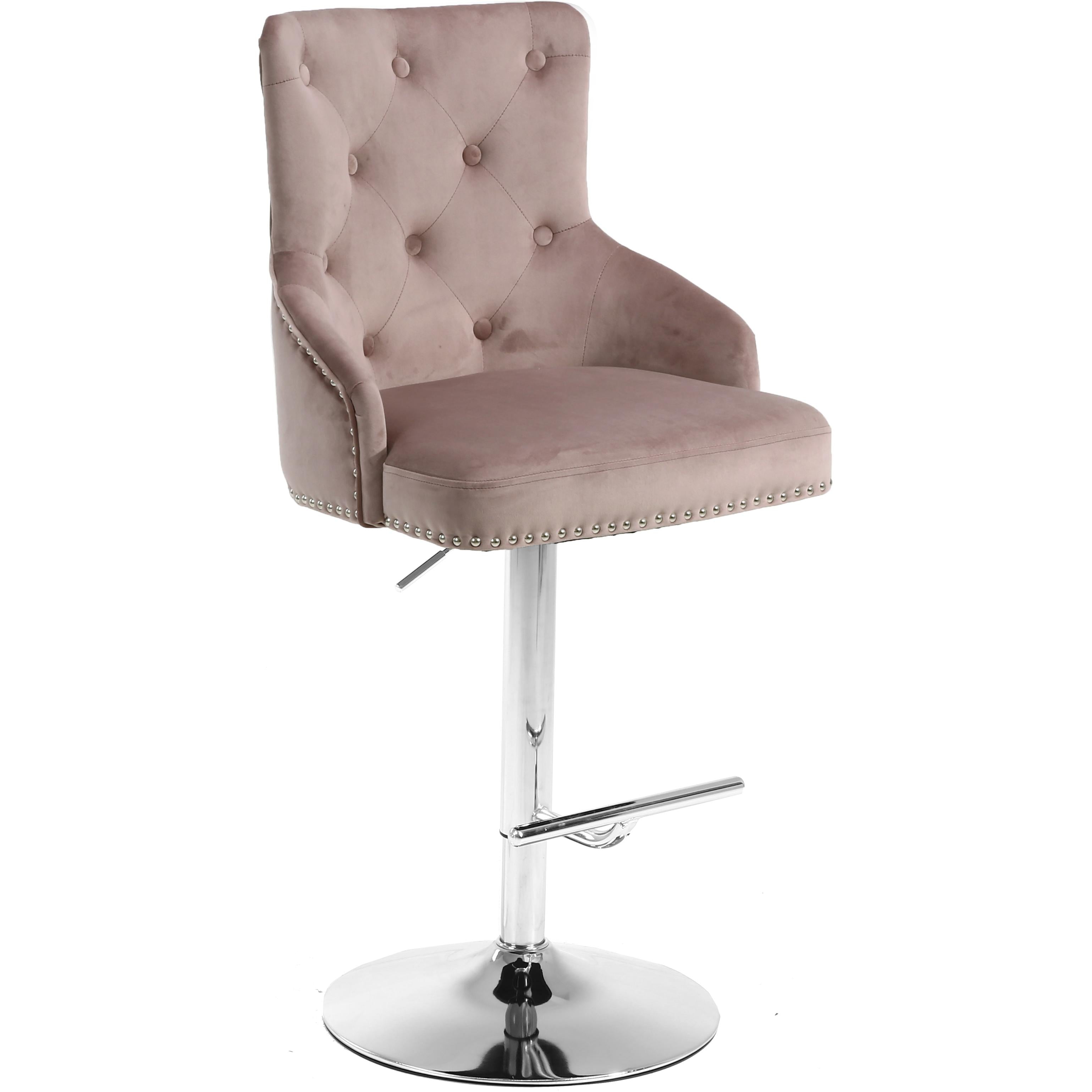 Meridian Claude Pink Velvet Adjustable Stool