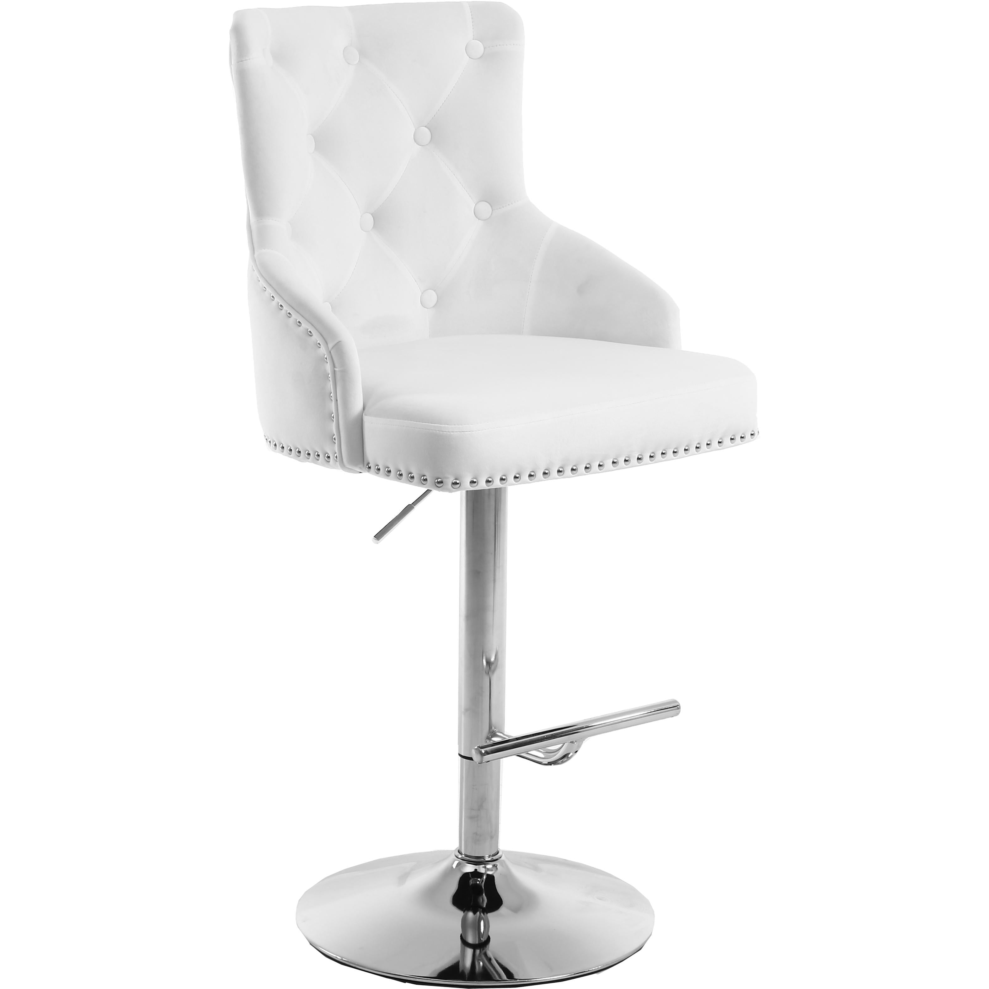 Meridian Claude White Velvet Adjustable Stool