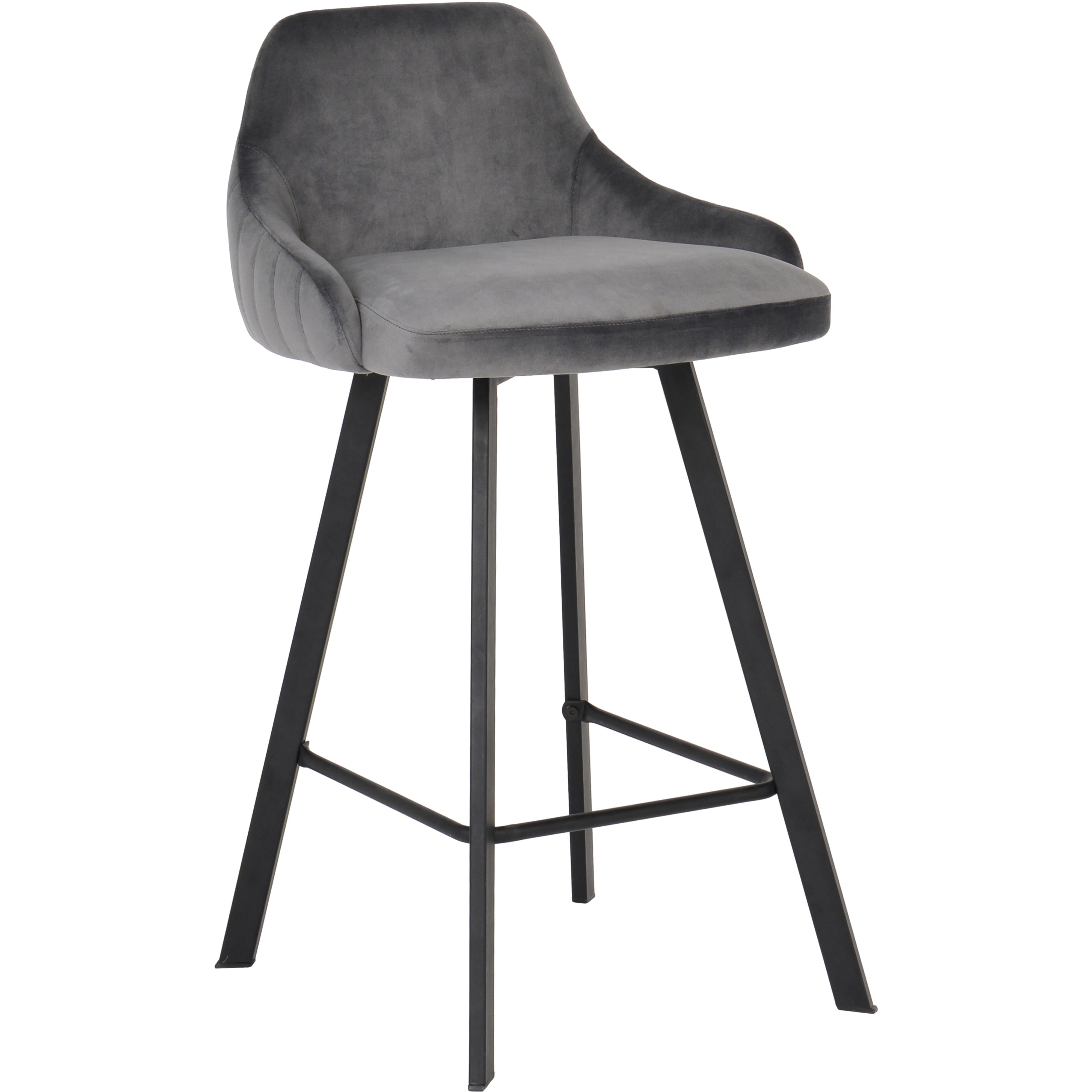 Meridian Viviene Grey Velvet Stool