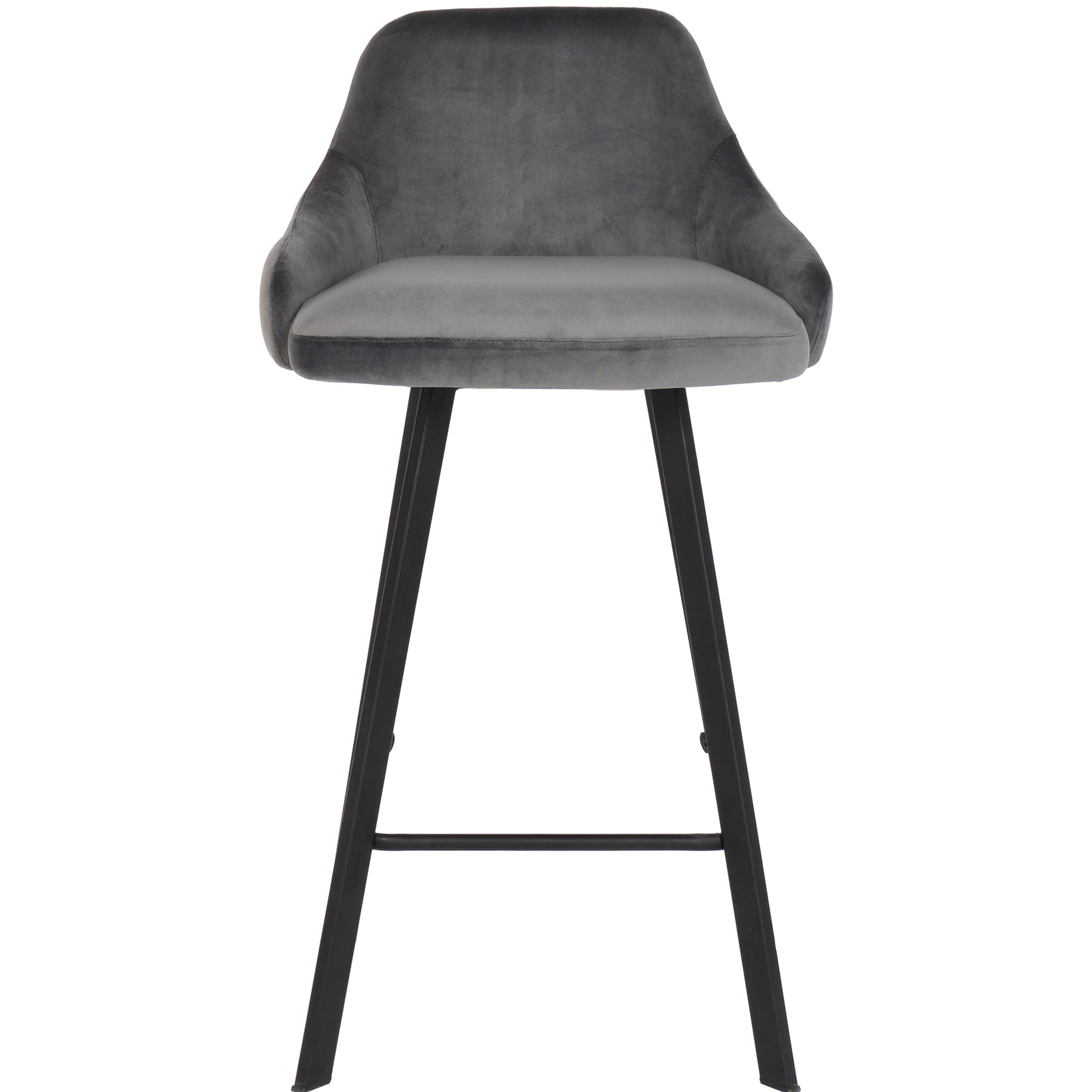 Meridian Viviene Grey Velvet Stool