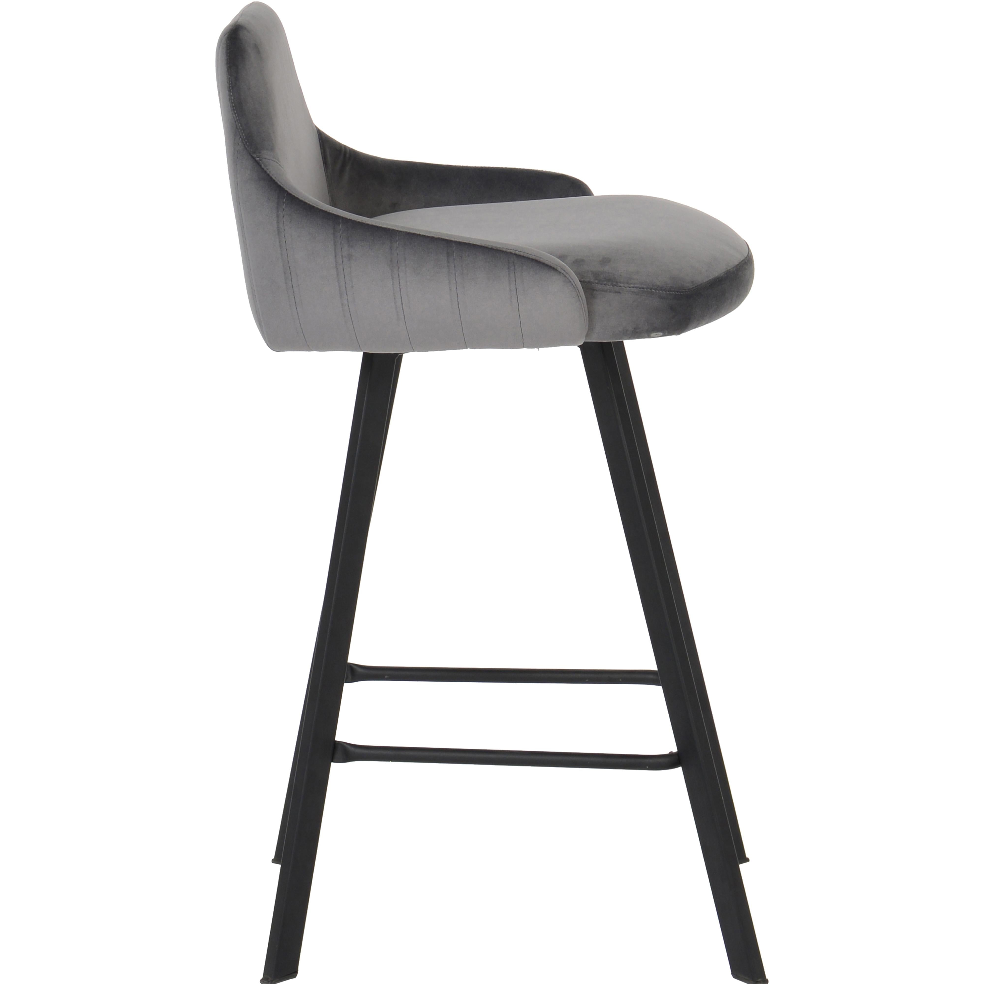 Meridian Viviene Grey Velvet Stool