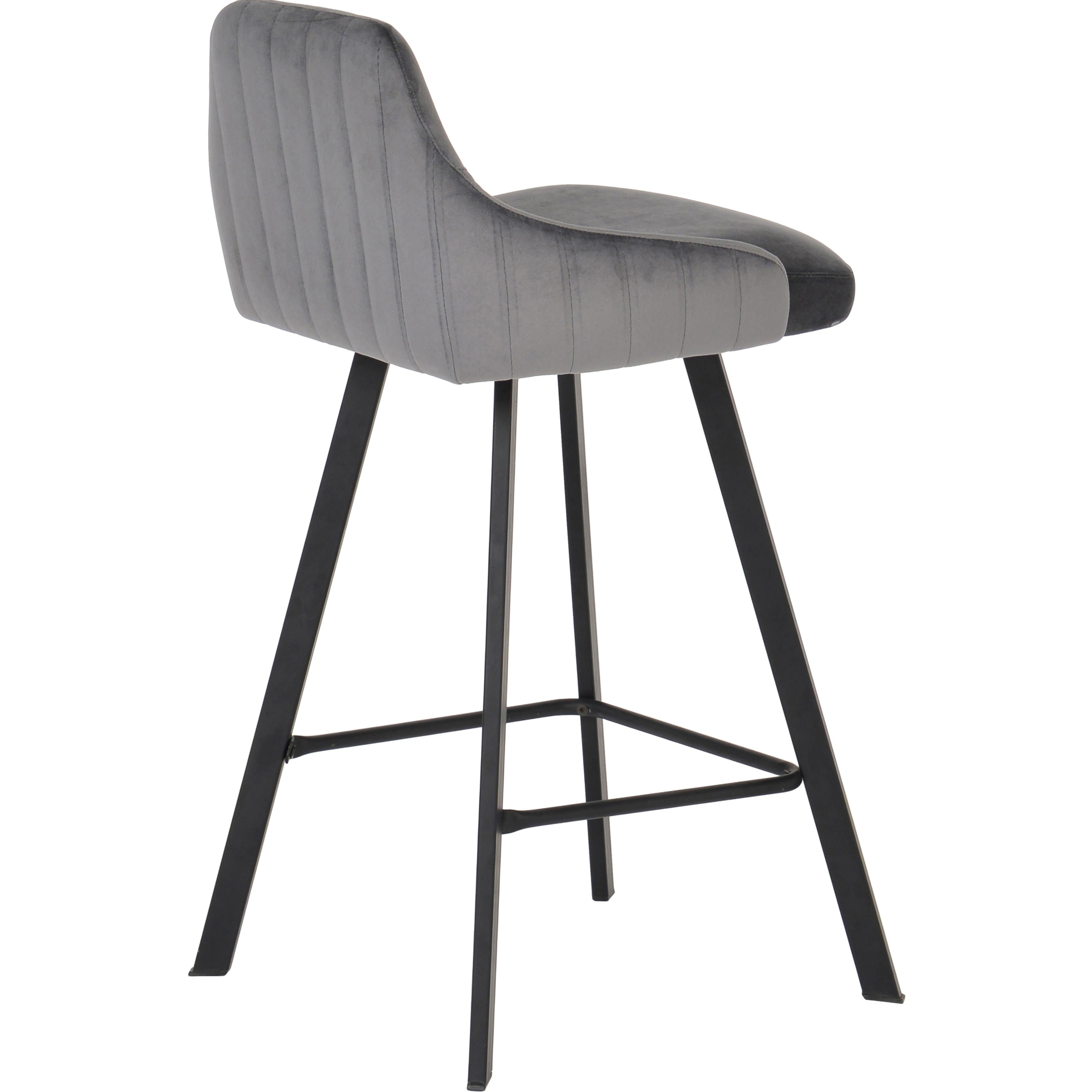 Meridian Viviene Grey Velvet Stool