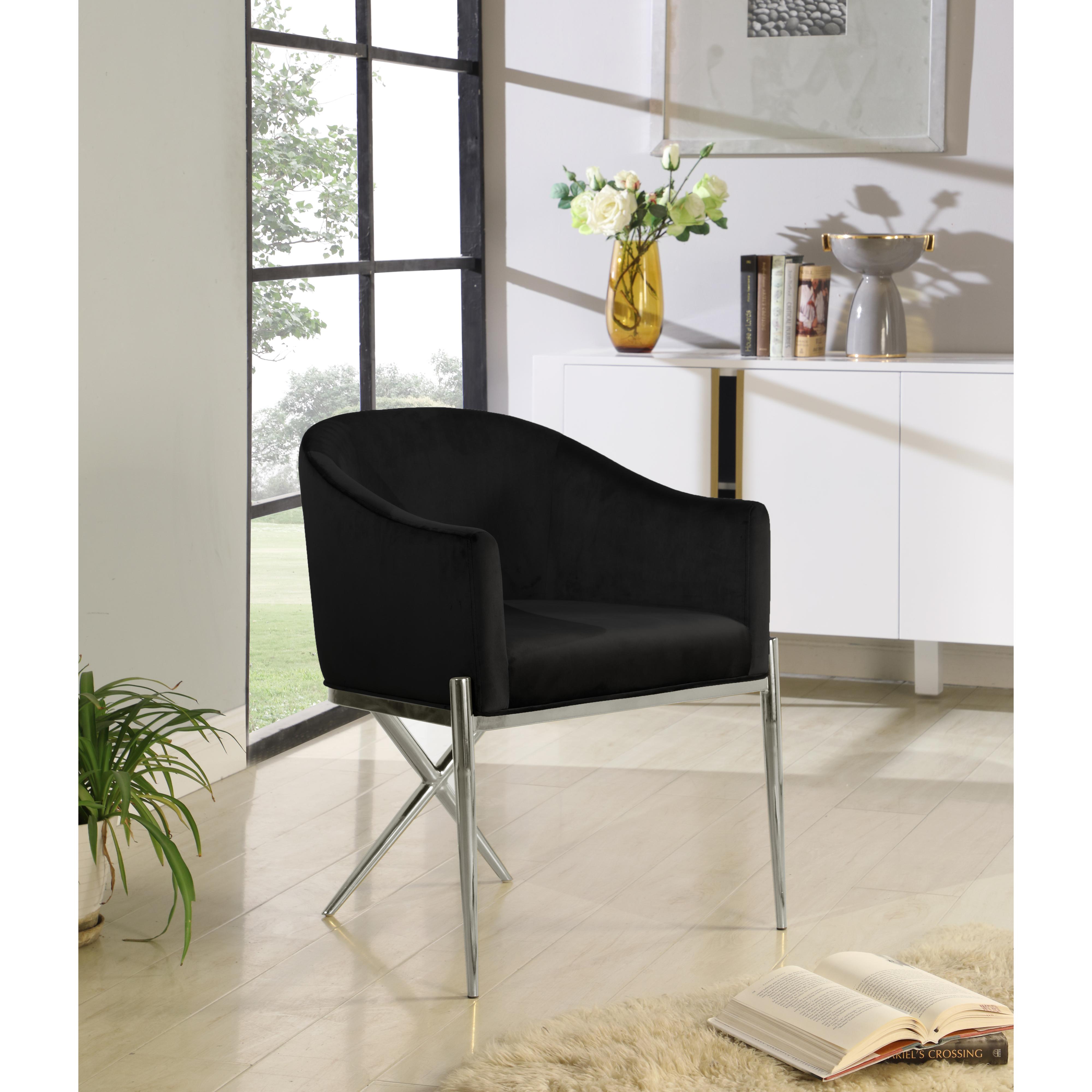 Meridian Xavier Black Velvet Dining Chair