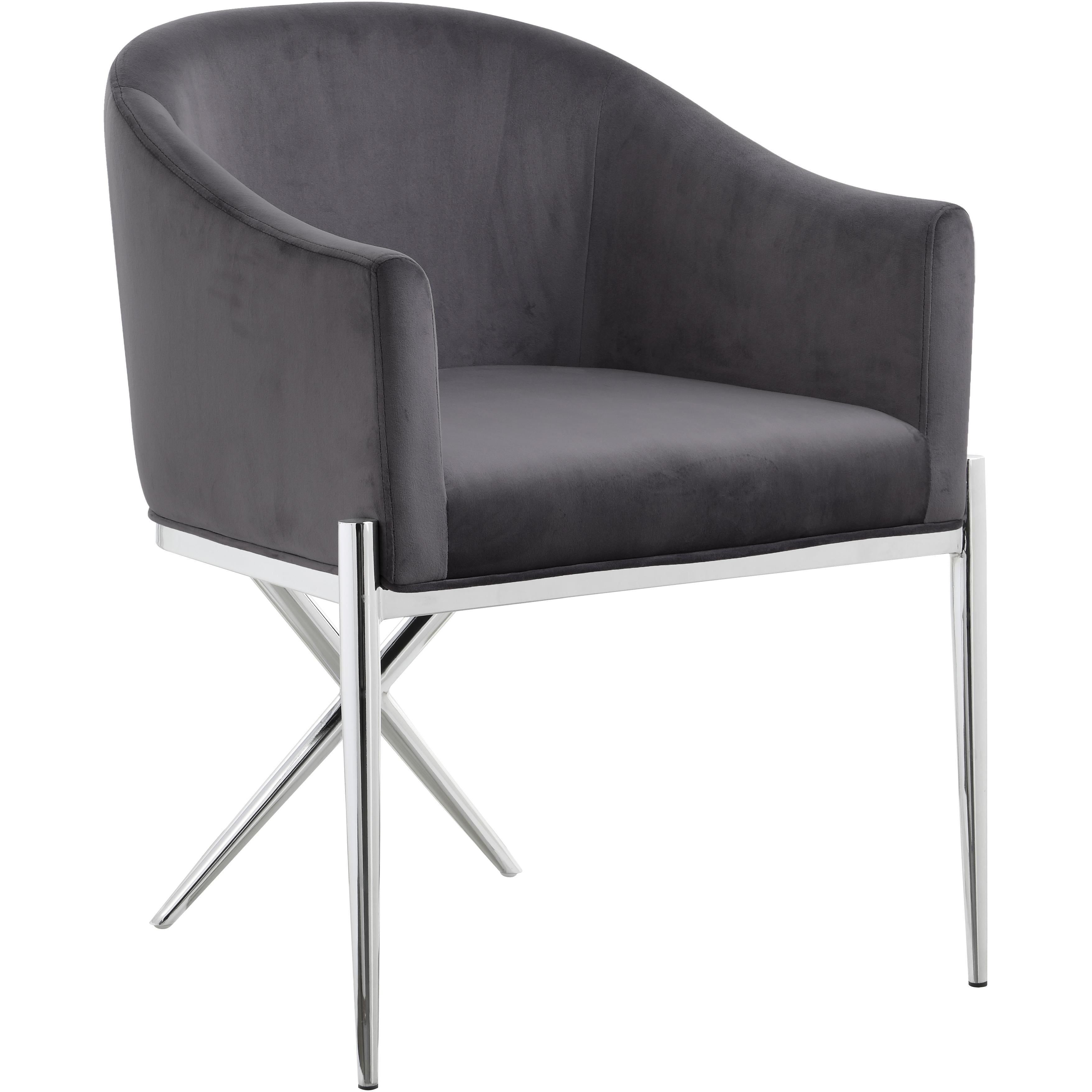 Meridian Xavier Grey Velvet Dining Chair