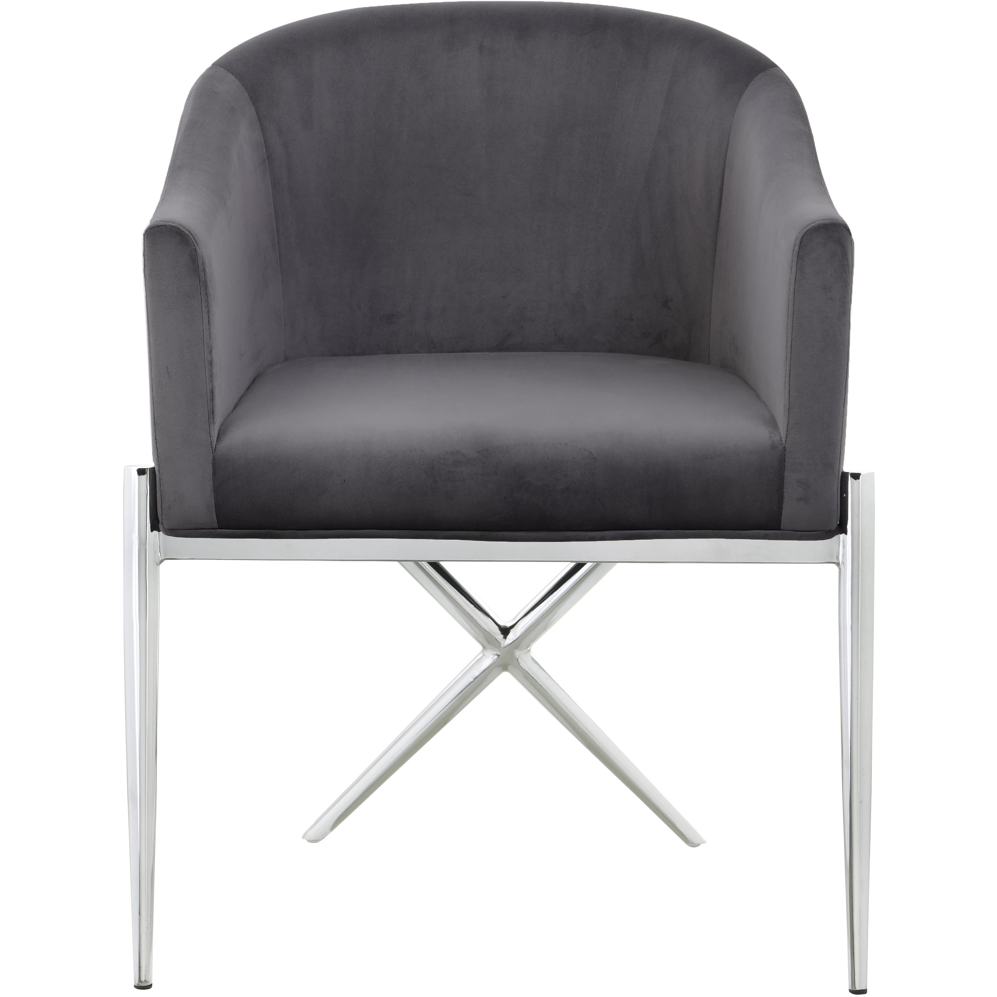 Meridian Xavier Grey Velvet Dining Chair