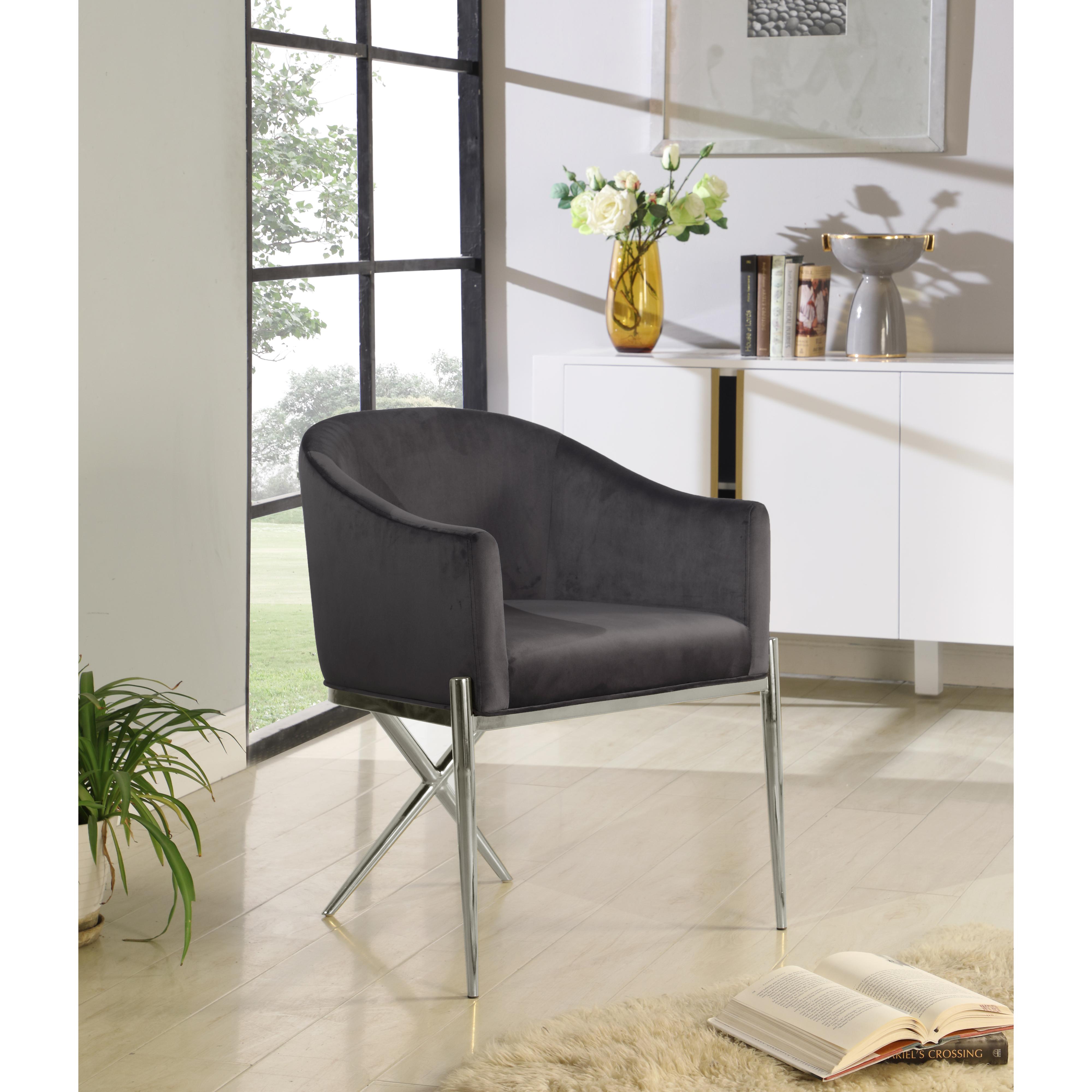 Meridian Xavier Grey Velvet Dining Chair