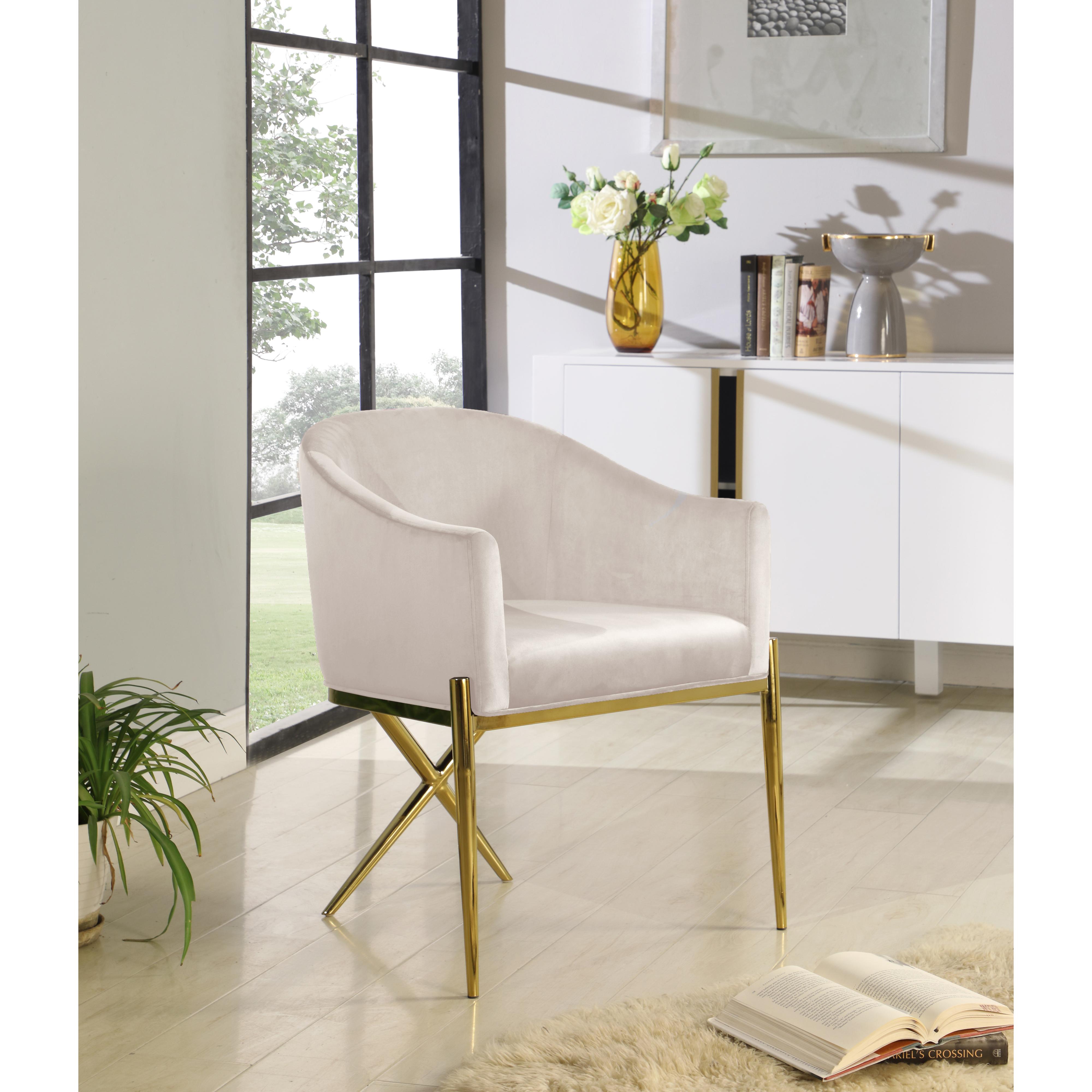 Meridian Xavier Cream Velvet Dining Chair