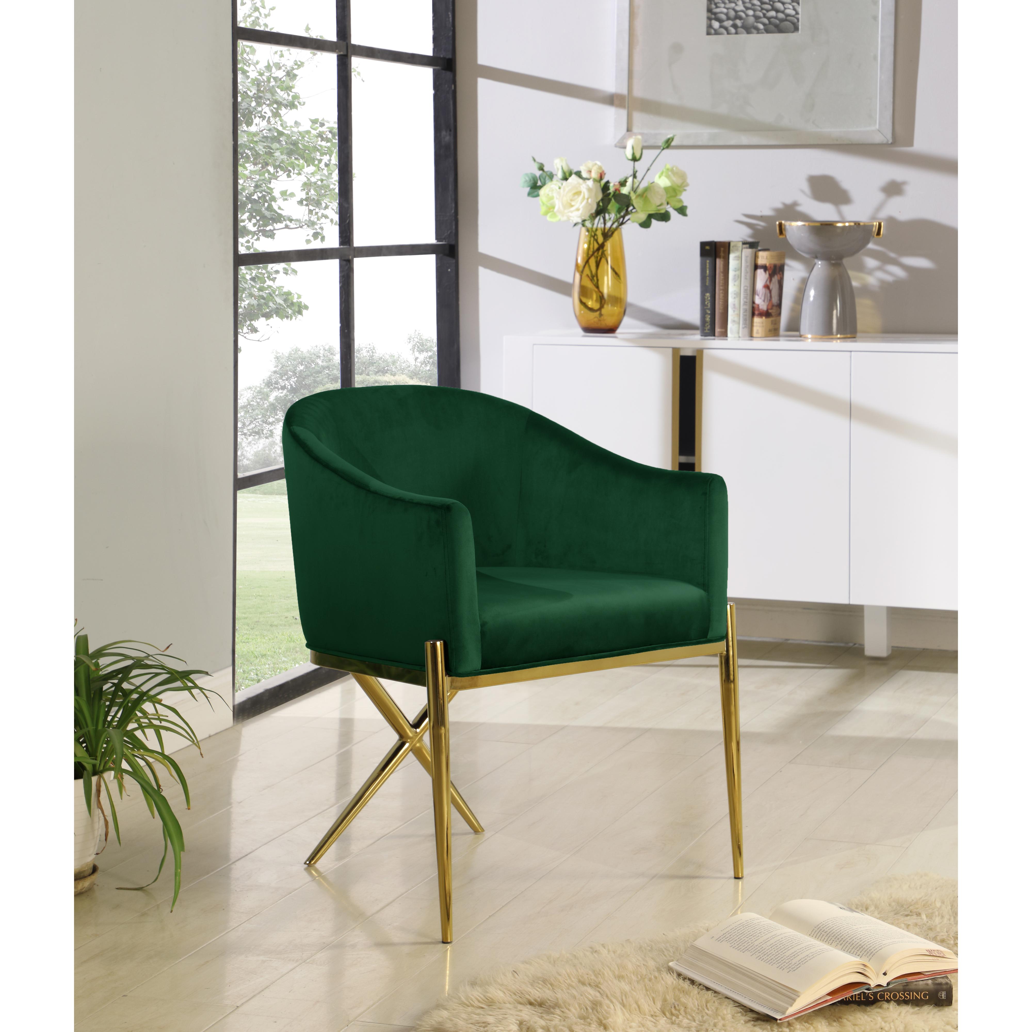 Meridian Xavier Green Velvet Dining Chair