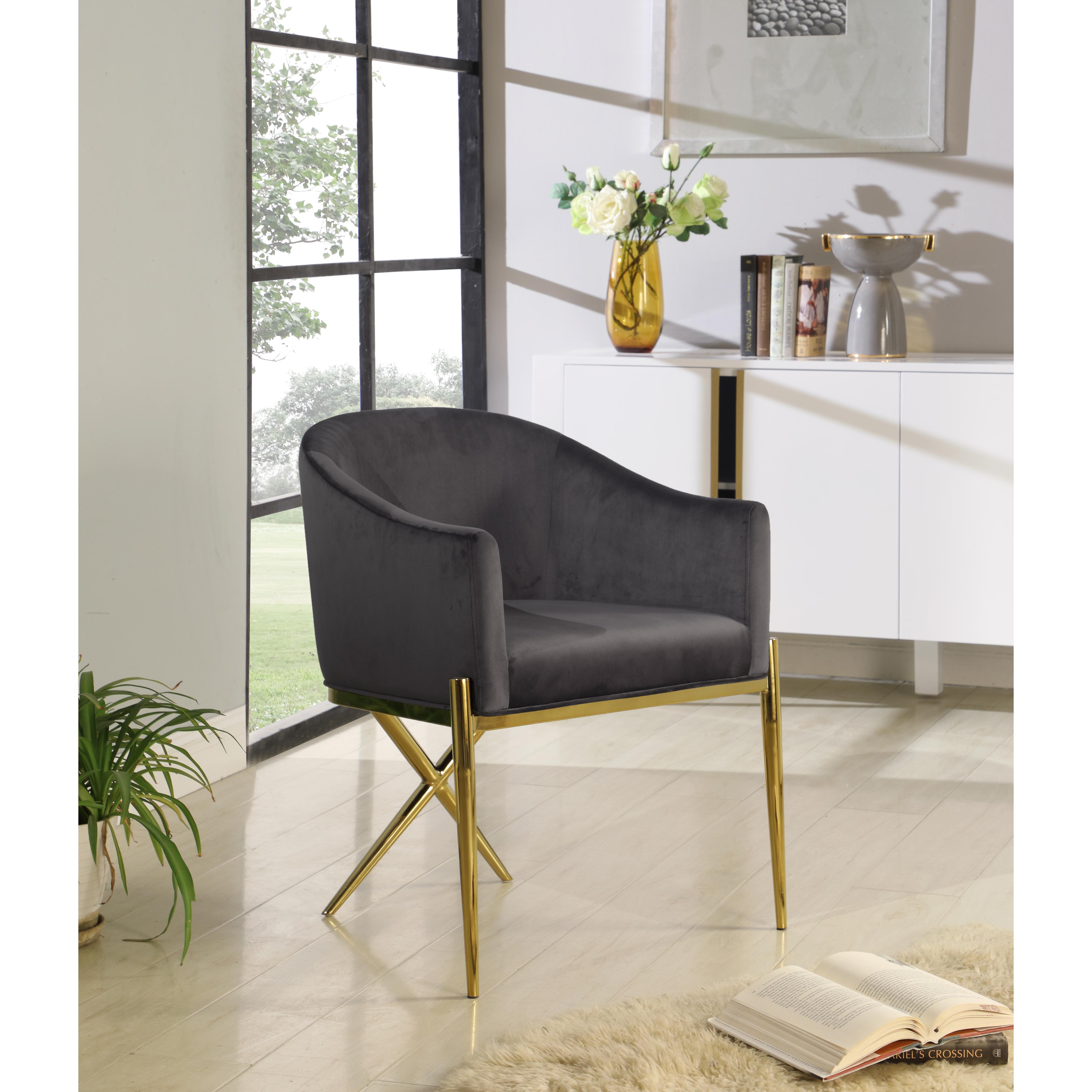 Meridian Xavier Grey Velvet Dining Chair