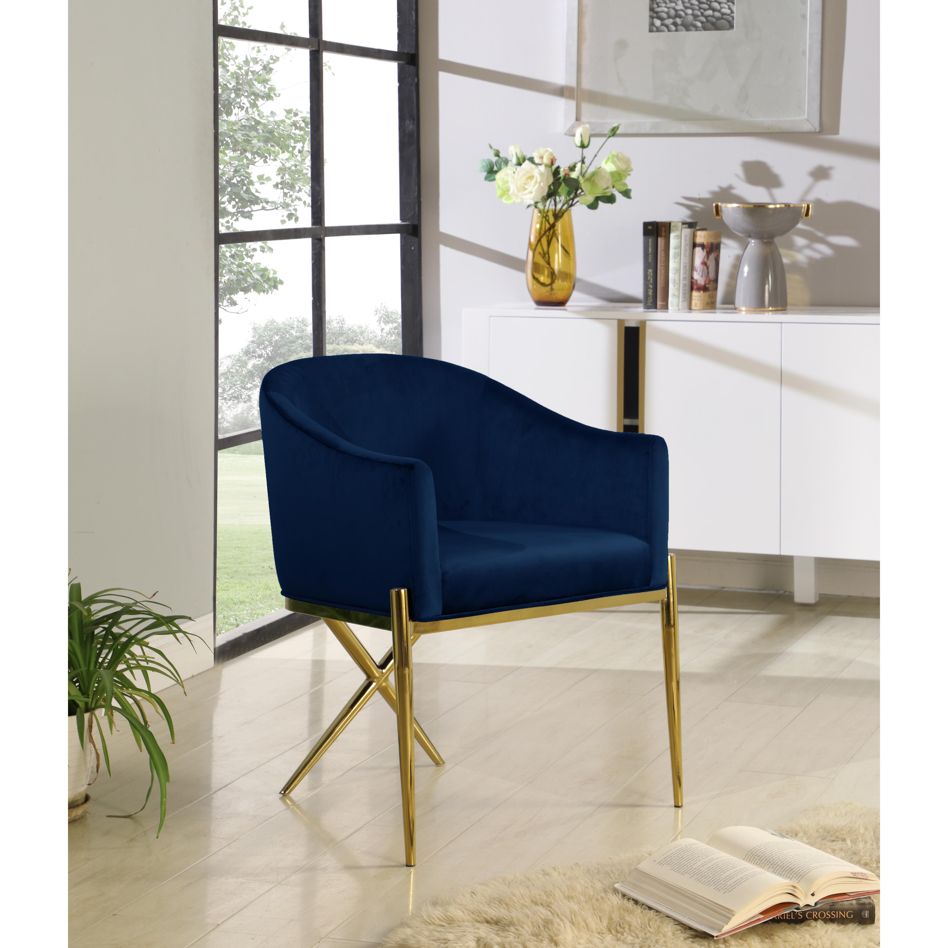 Meridian Xavier Navy Velvet Dining Chair