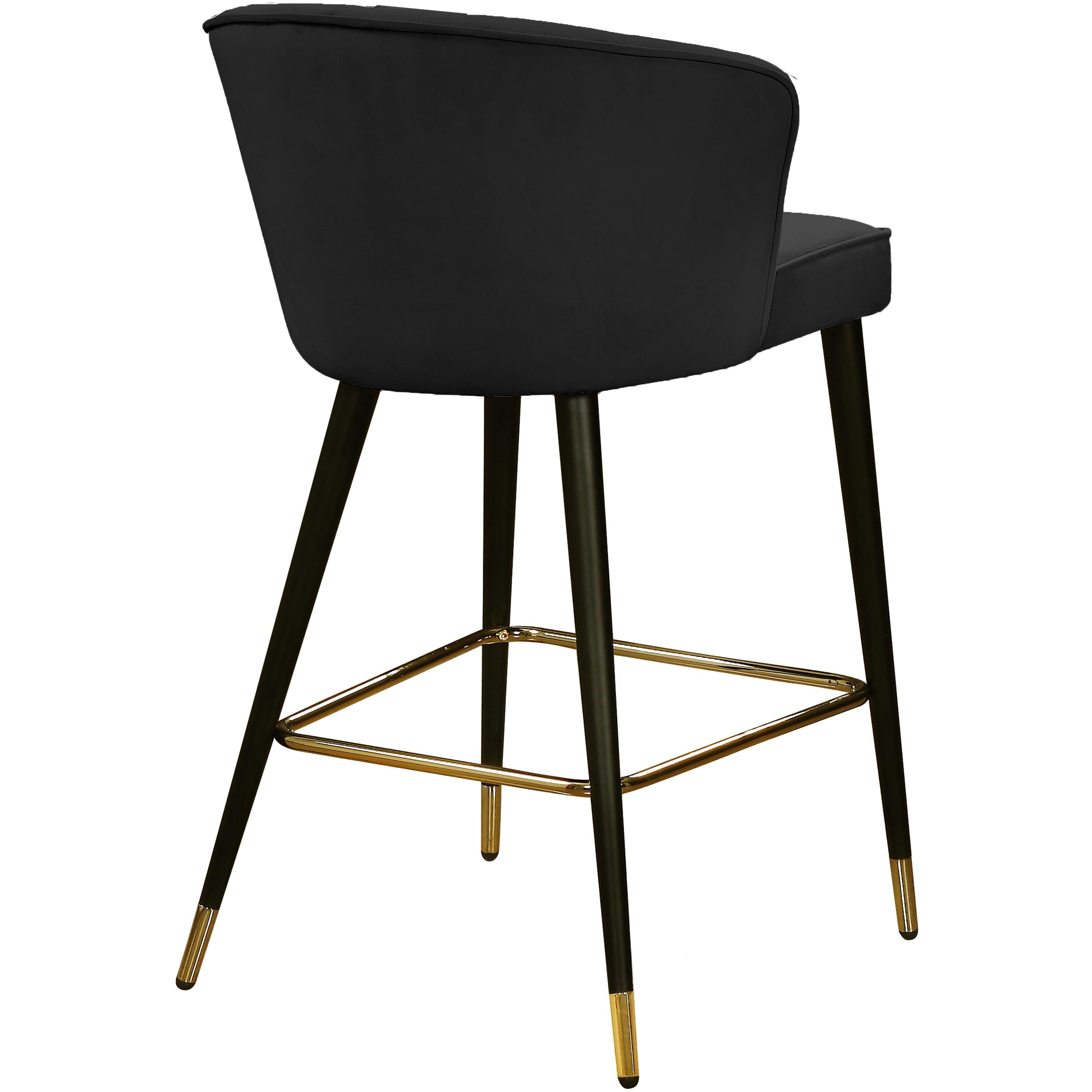 Meridian Cassie Black Velvet Stool