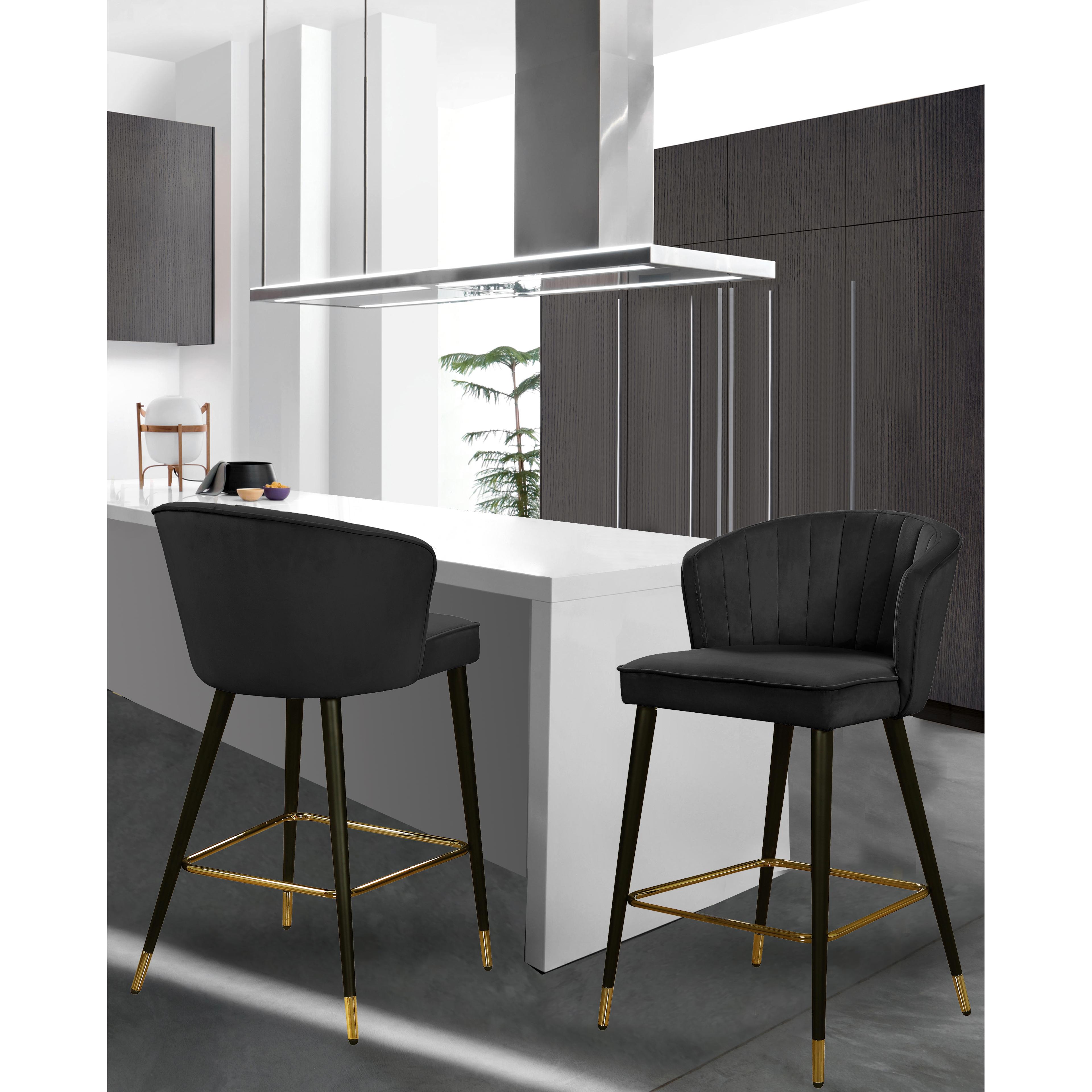 Meridian Cassie Black Velvet Stool