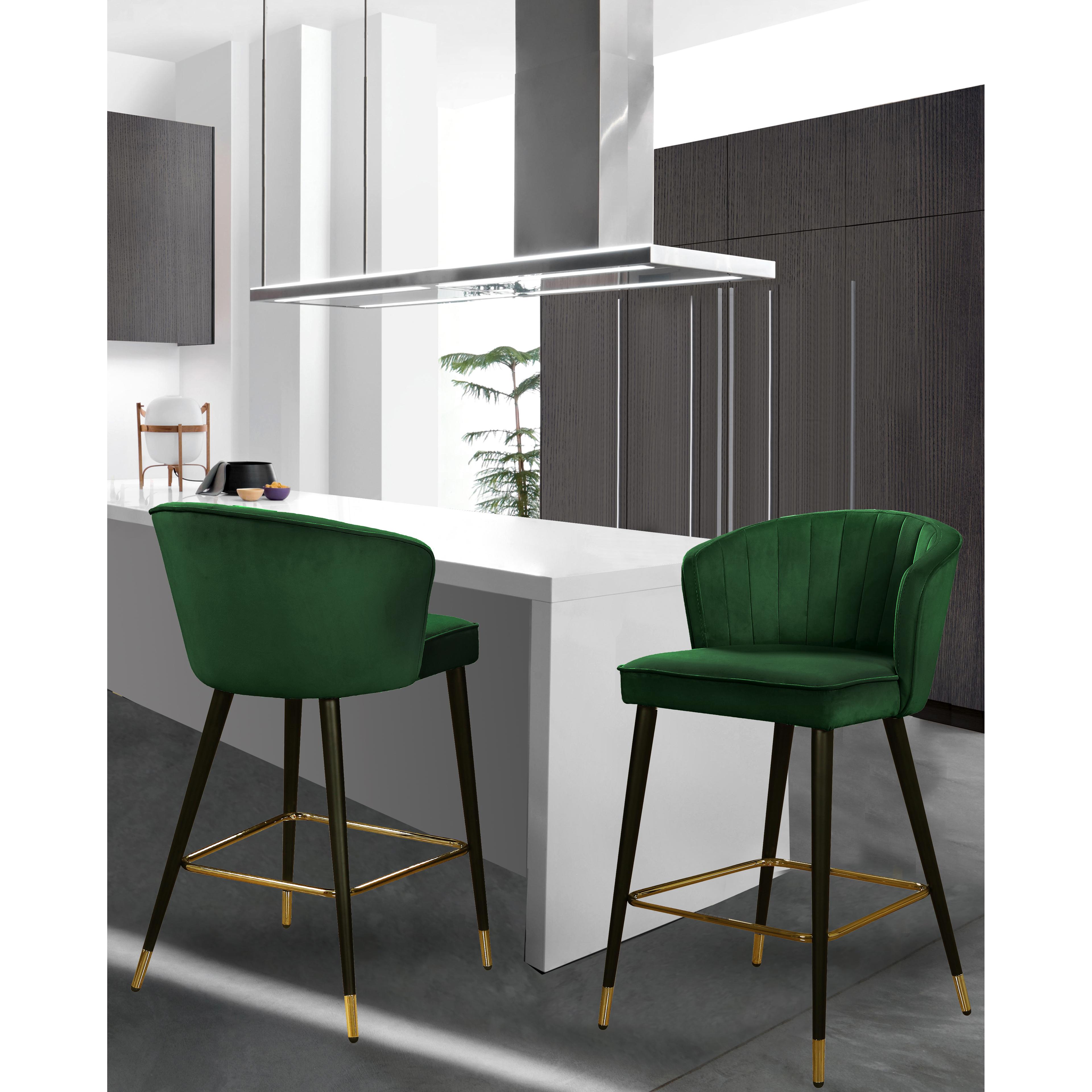 Meridian Cassie Green Velvet Stool