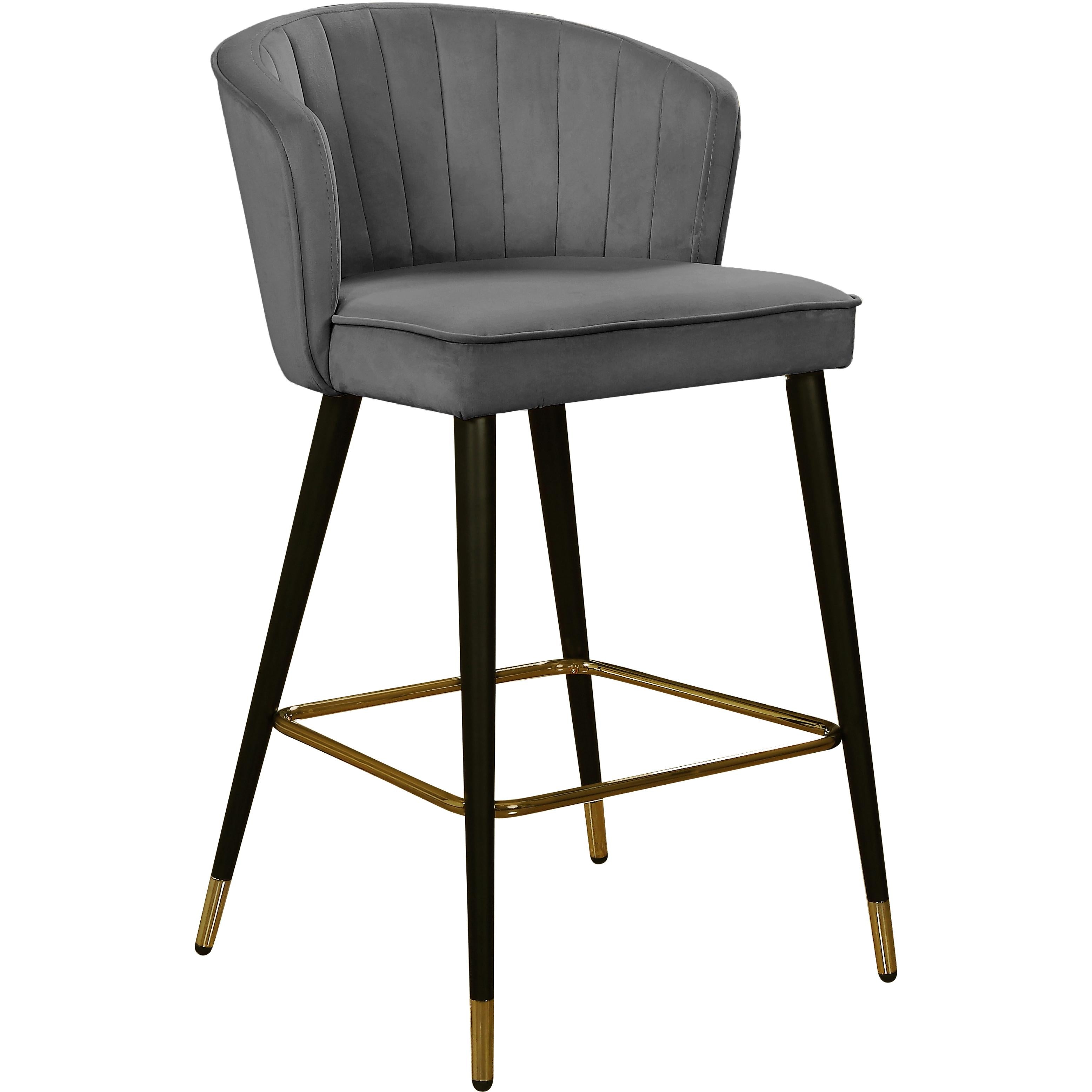 Meridian Cassie Grey Velvet Stool