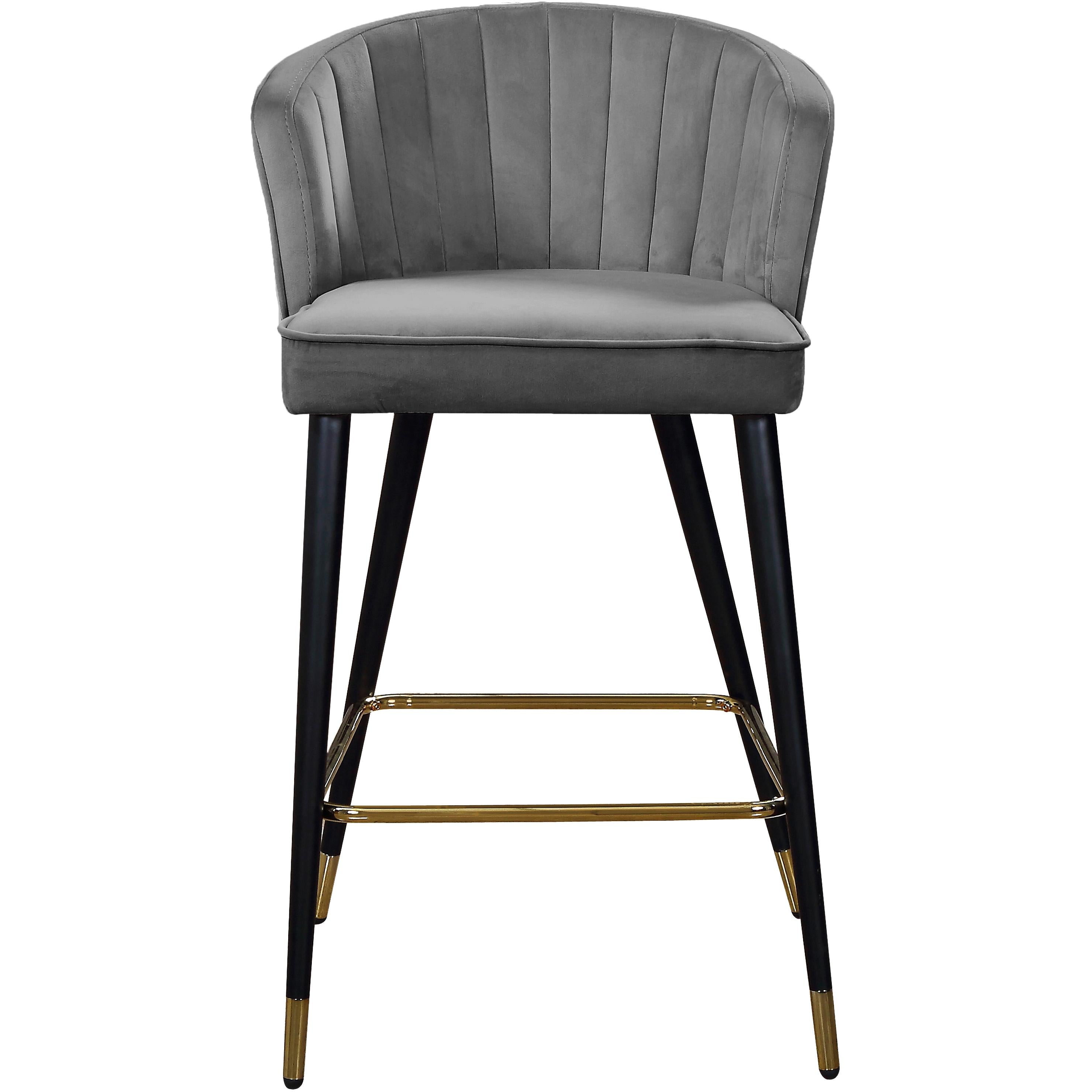 Meridian Cassie Grey Velvet Stool