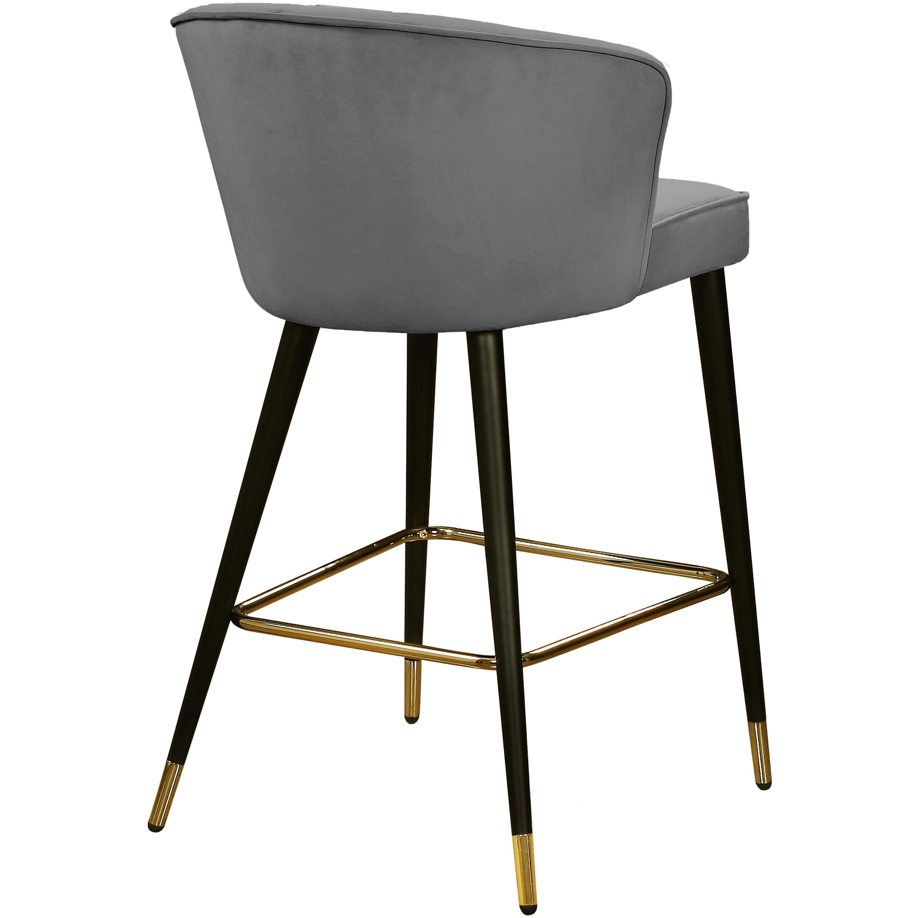 Meridian Cassie Grey Velvet Stool