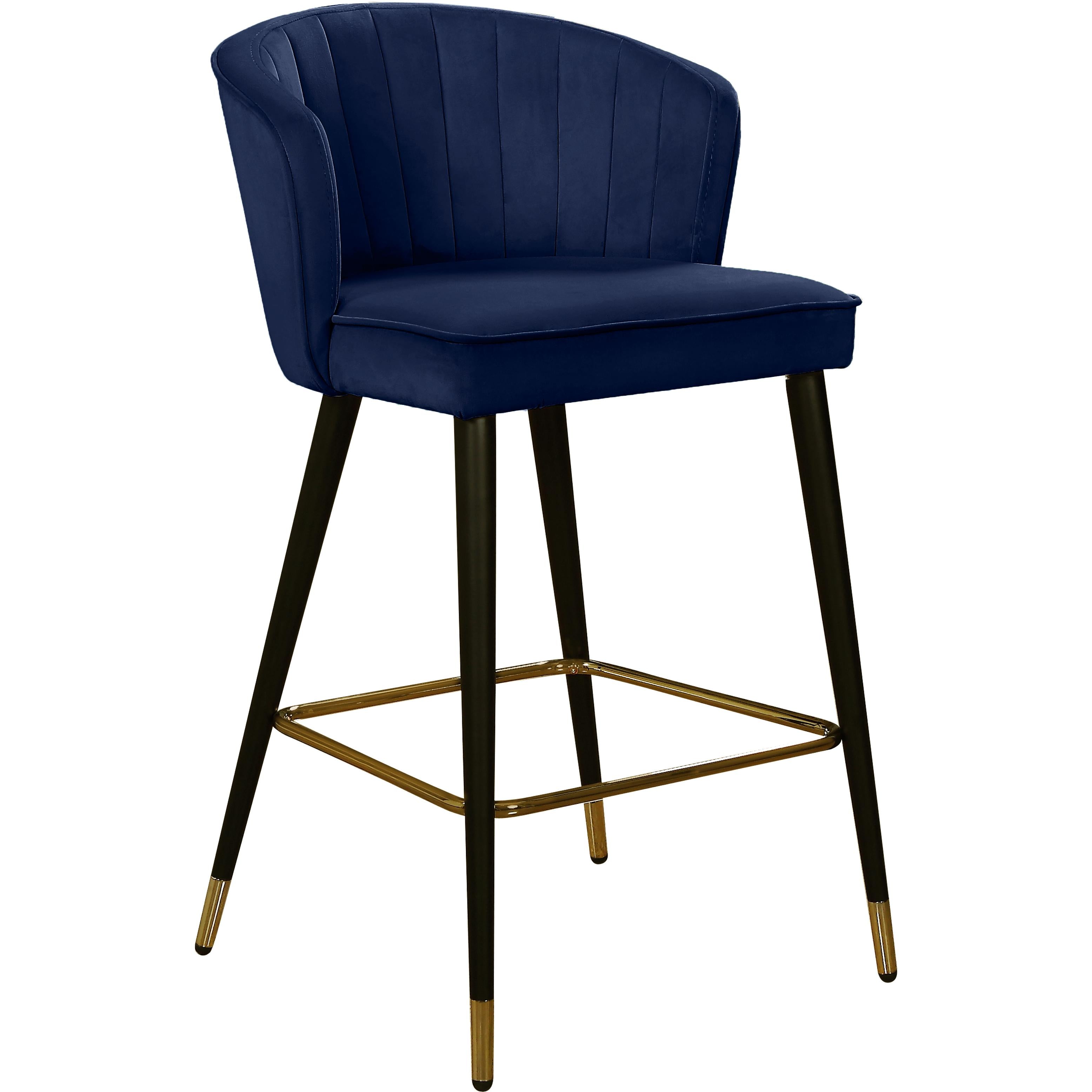 Meridian Cassie Navy Velvet Stool