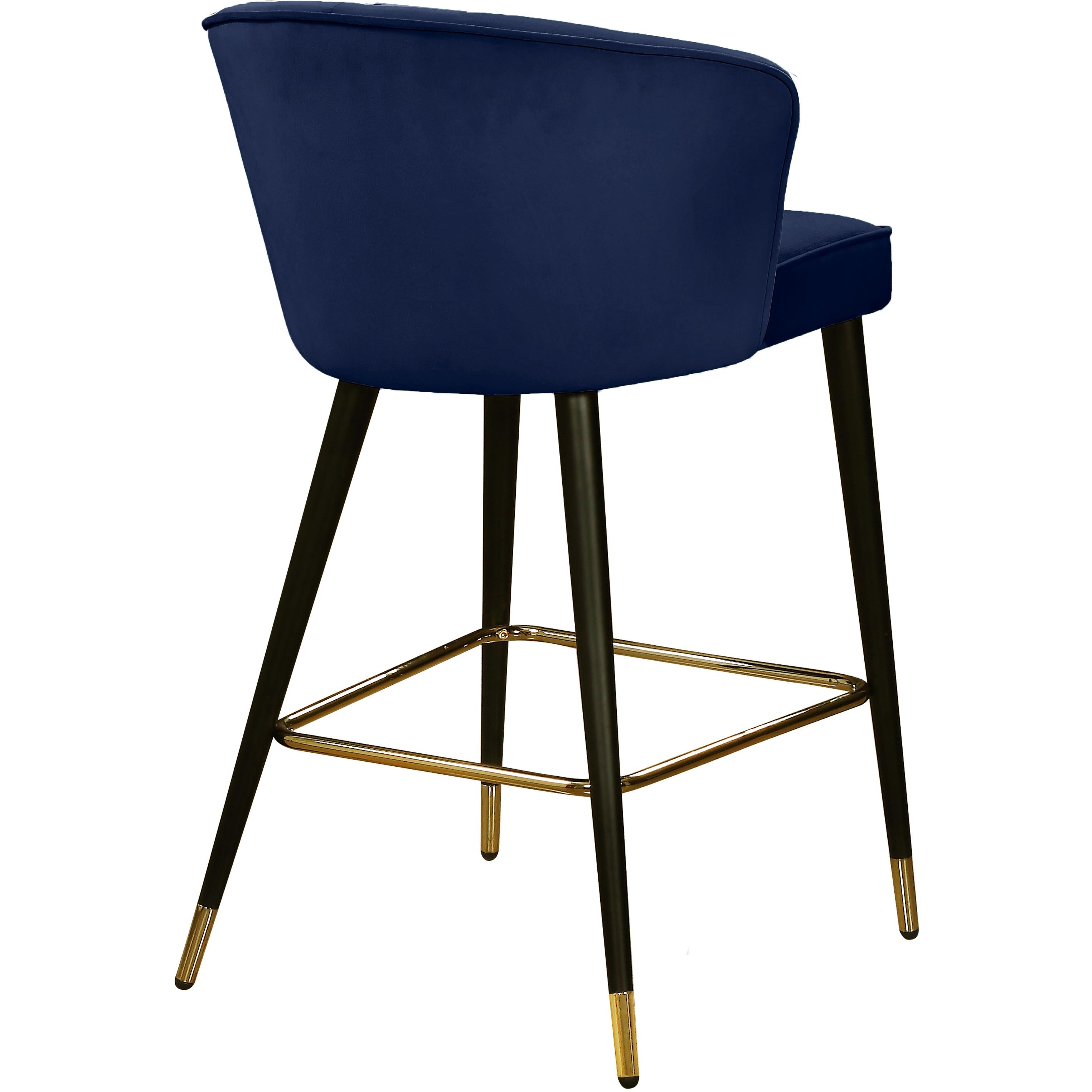 Meridian Cassie Navy Velvet Stool