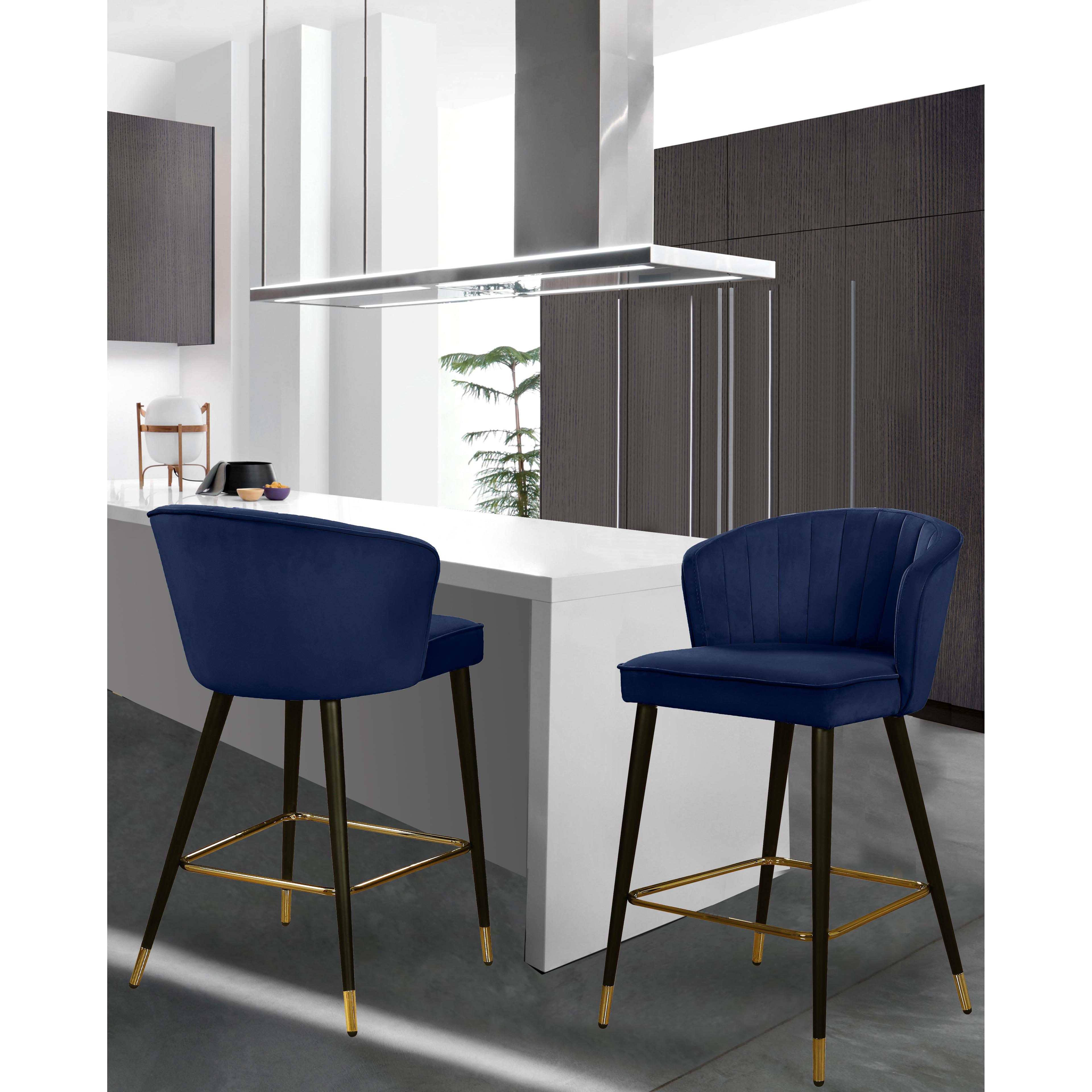 Meridian Cassie Navy Velvet Stool