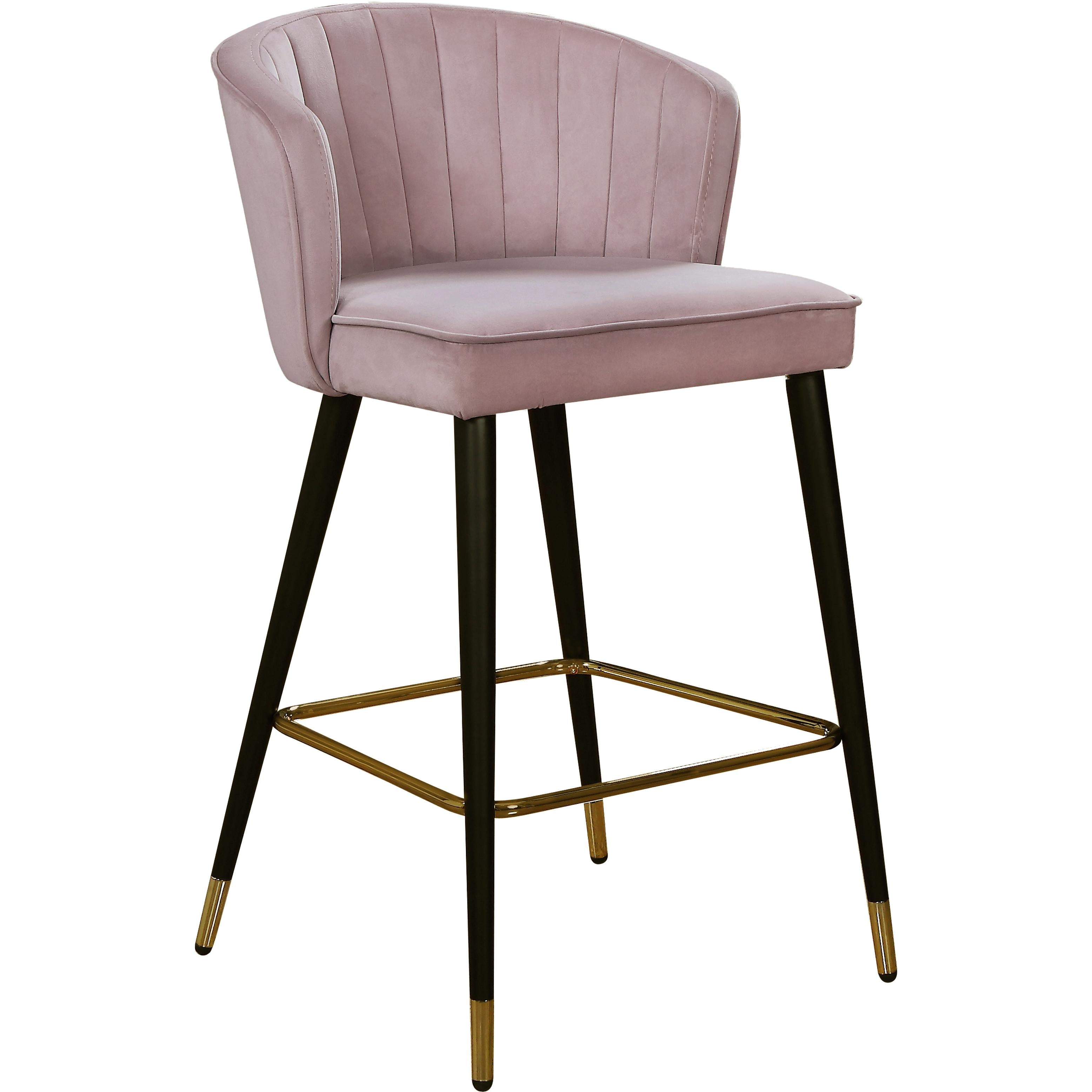 Meridian Cassie Pink Velvet Stool