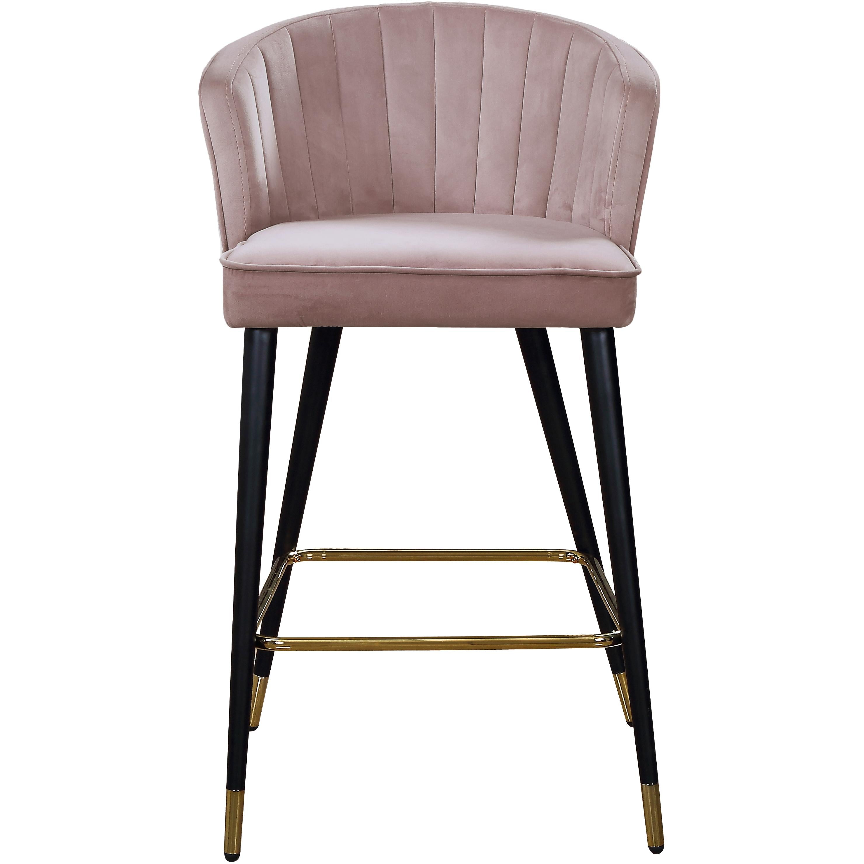 Meridian Cassie Pink Velvet Stool