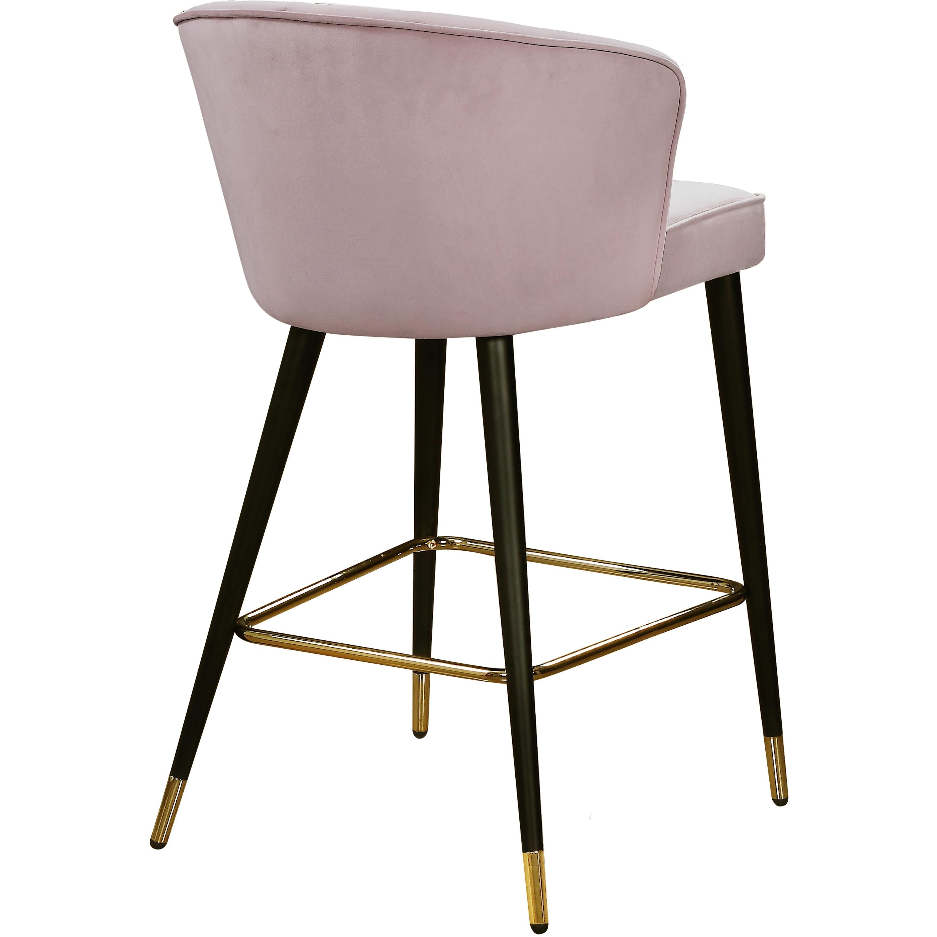 Meridian Cassie Pink Velvet Stool