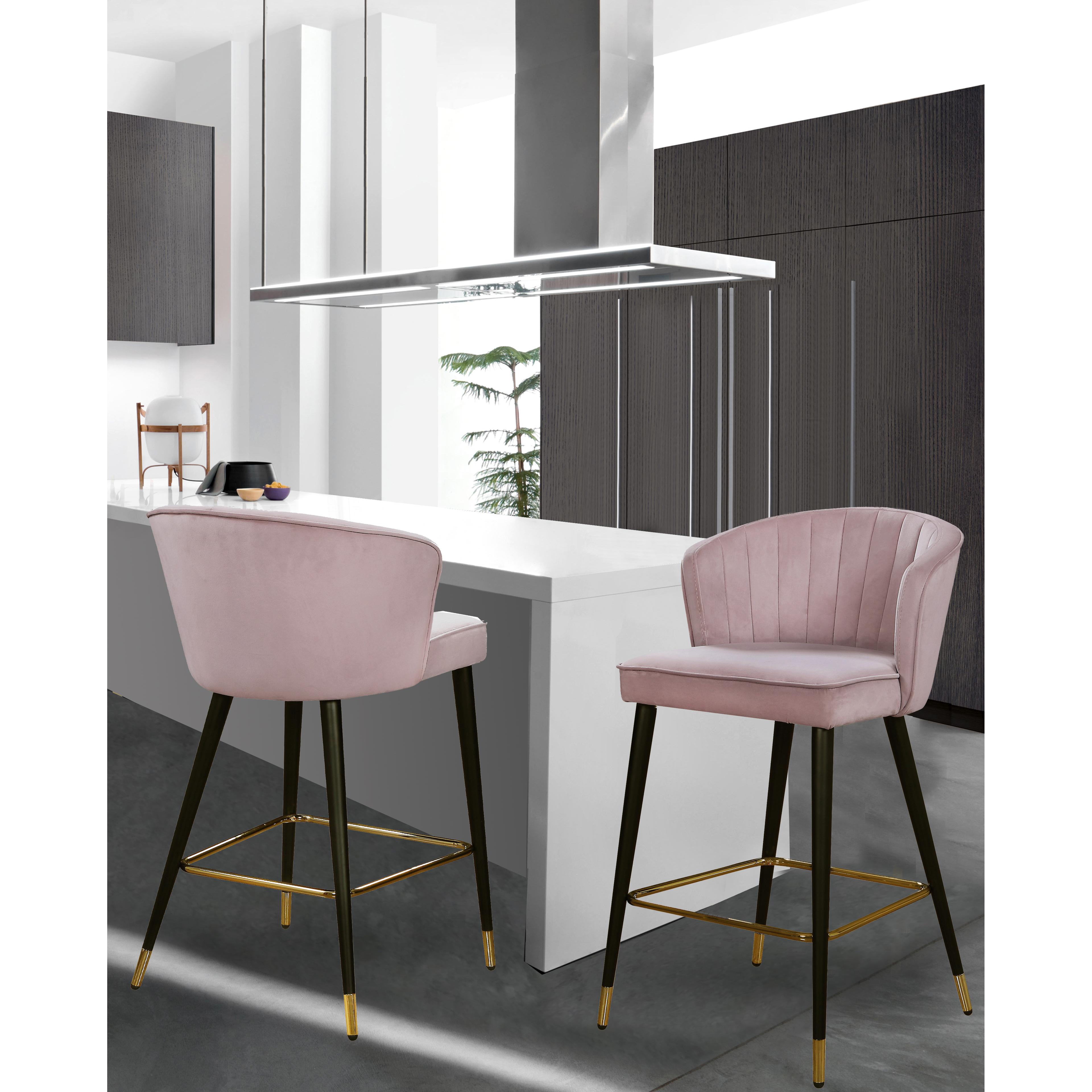 Meridian Cassie Pink Velvet Stool