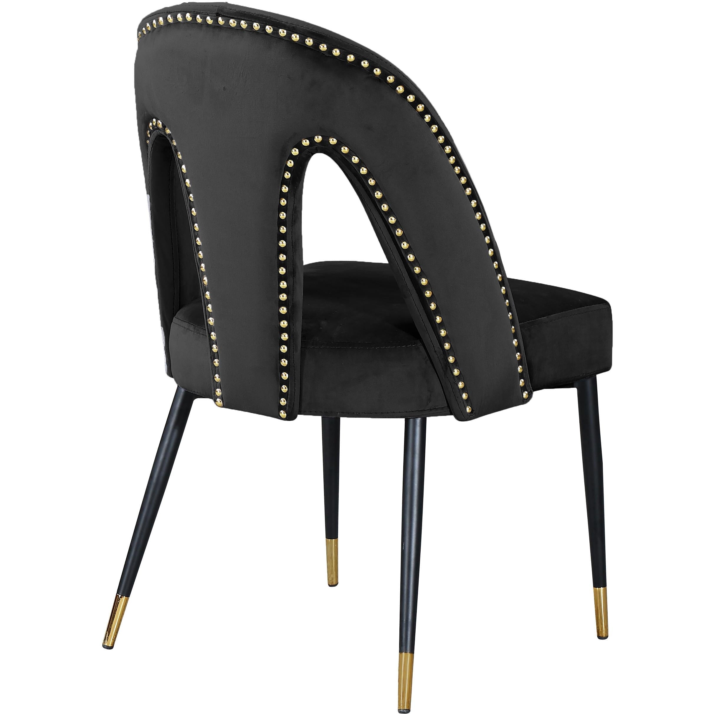 Meridian Akoya Black Velvet Dining Chair