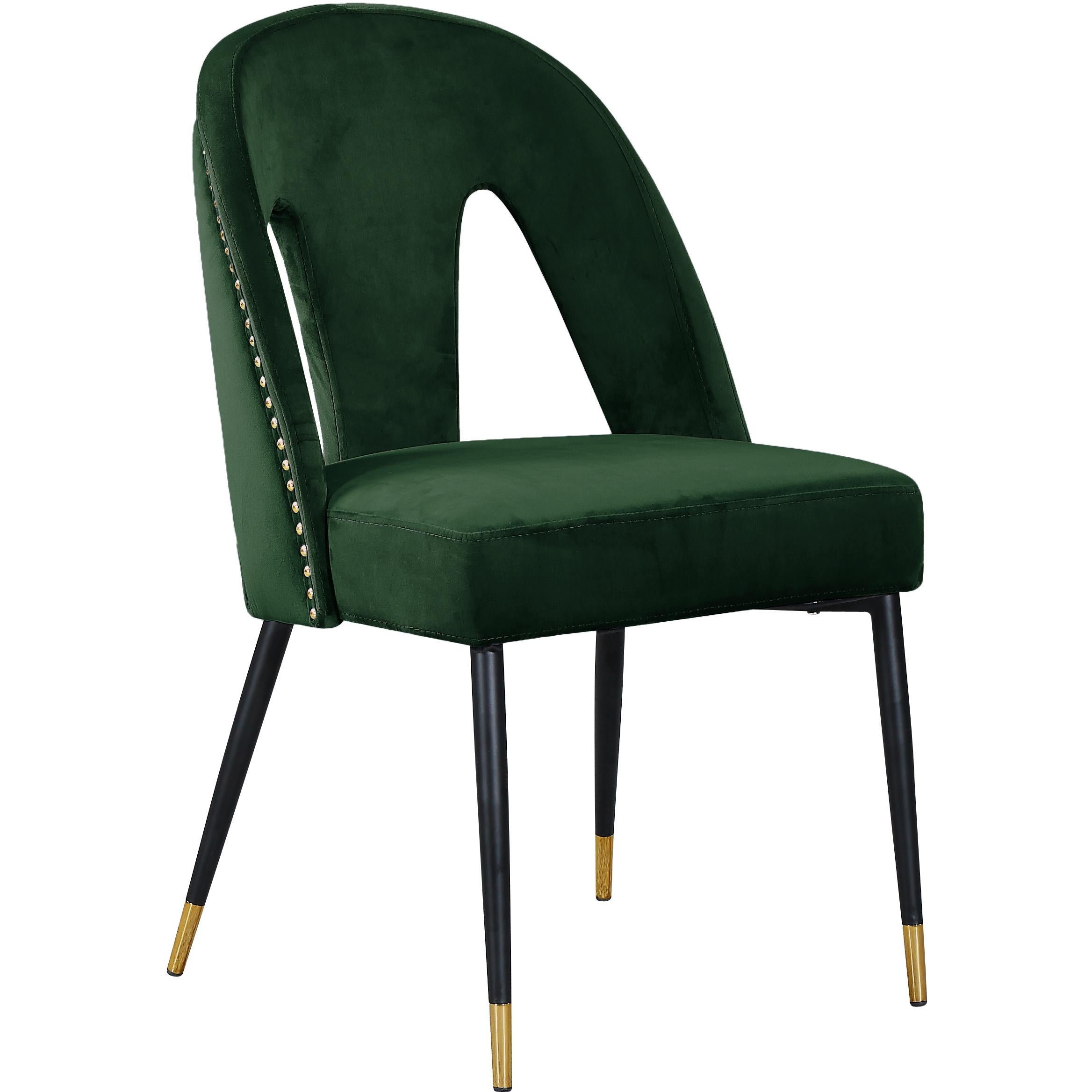 Meridian Akoya Green Velvet Dining Chair