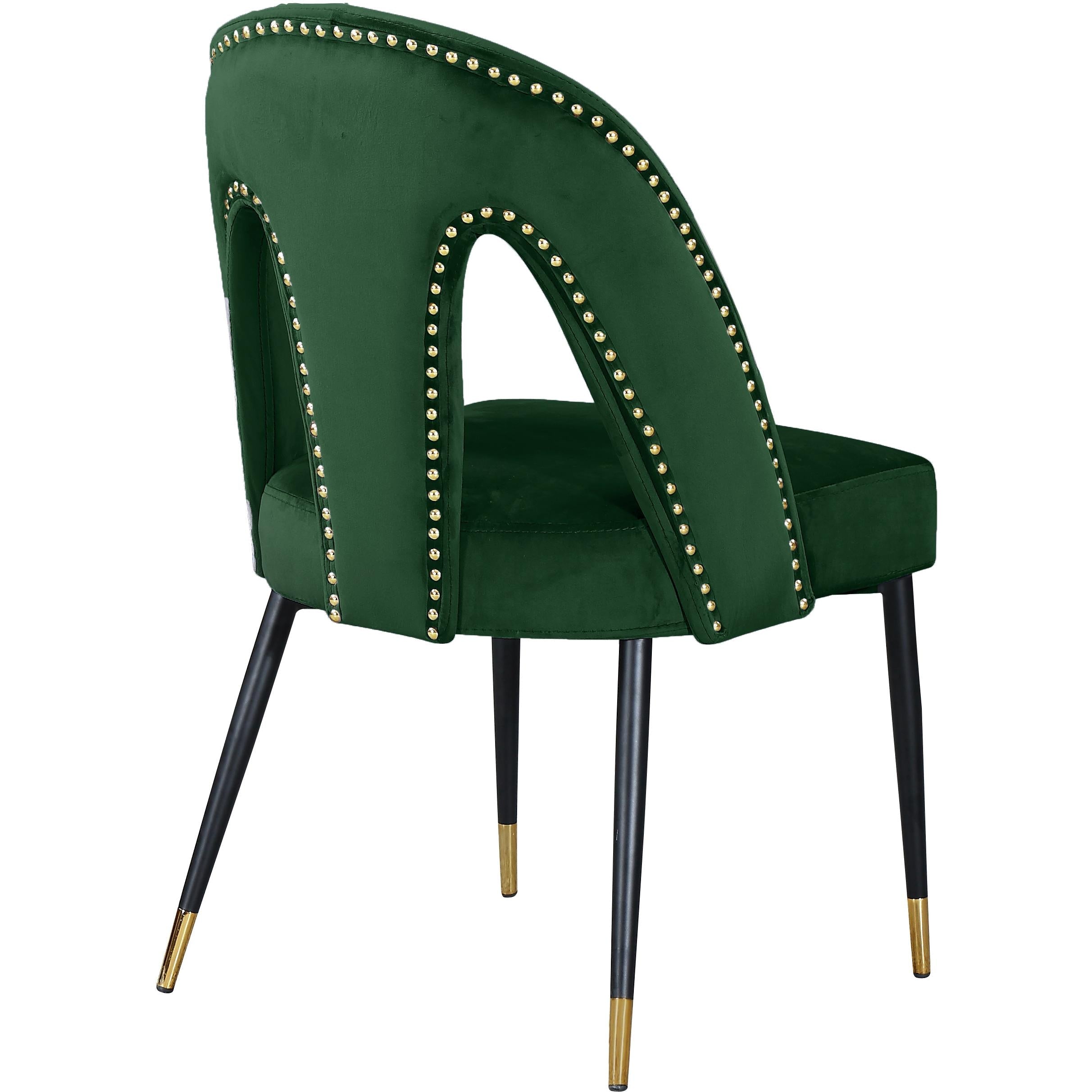 Meridian Akoya Green Velvet Dining Chair