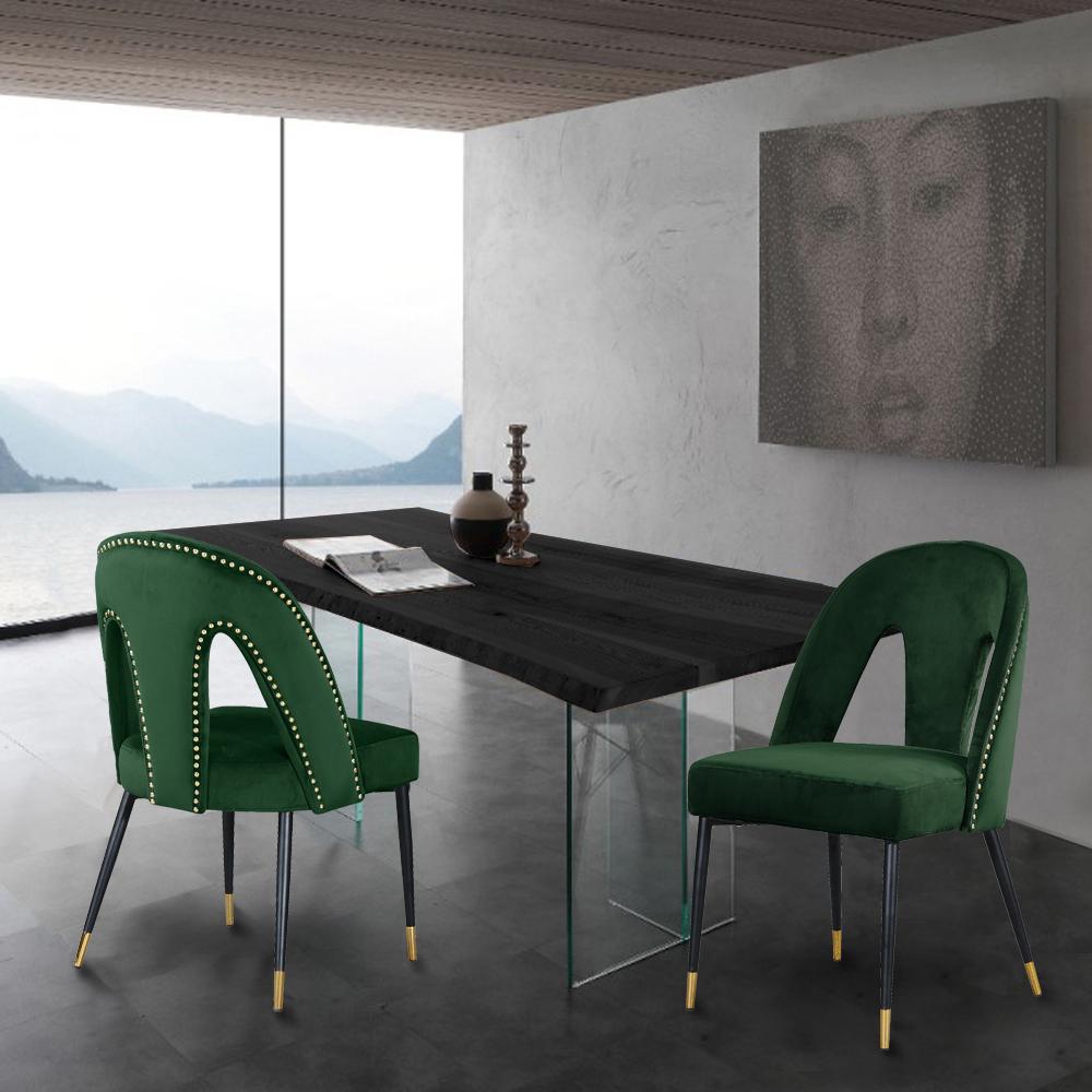 Meridian Akoya Green Velvet Dining Chair