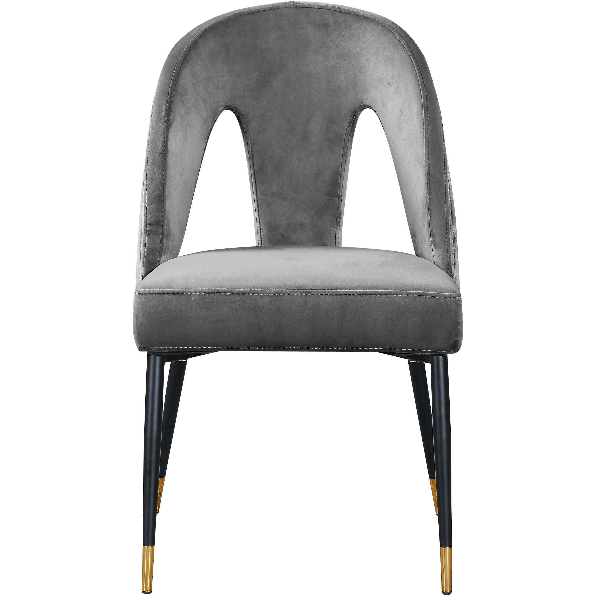 Meridian Akoya Grey Velvet Dining Chair