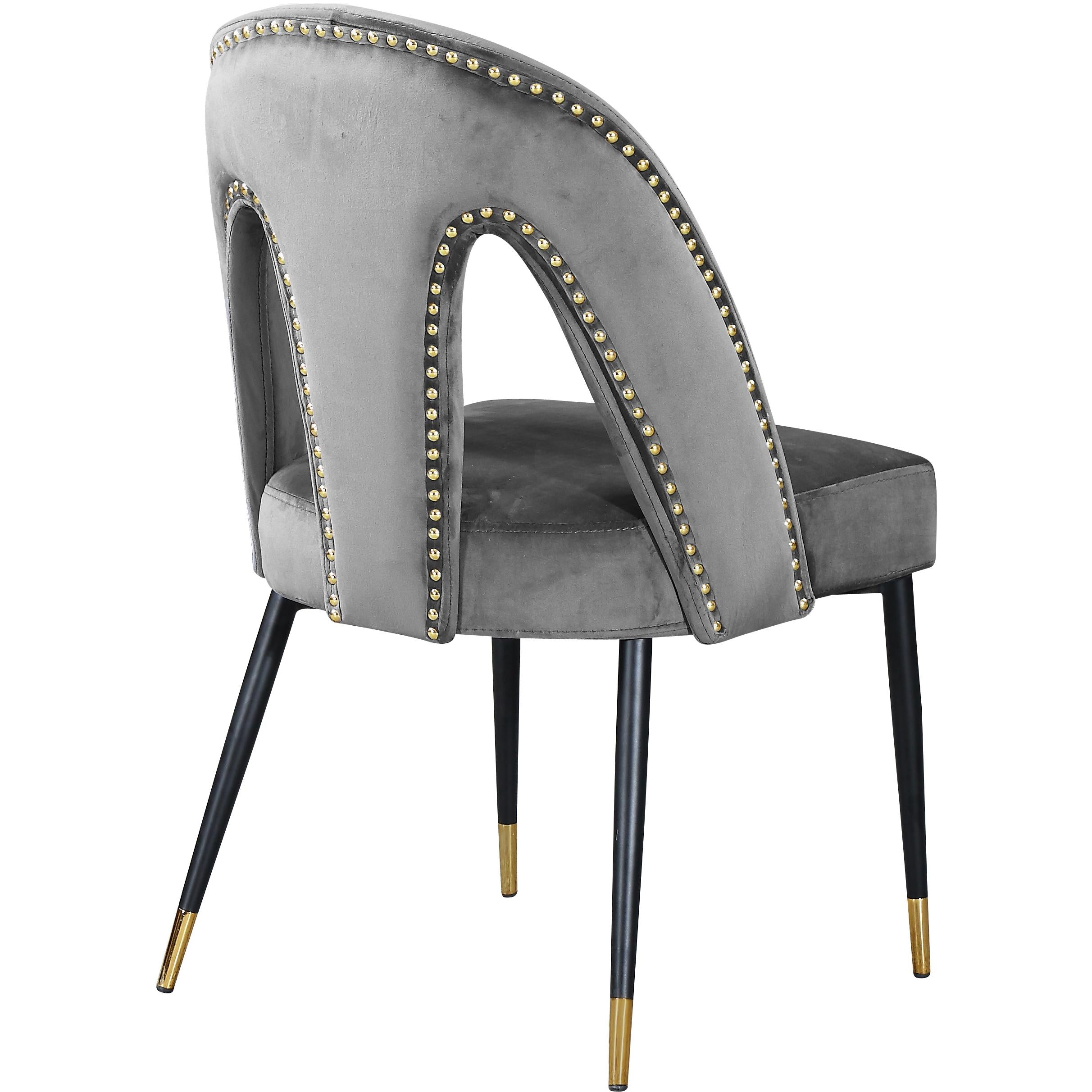 Meridian Akoya Grey Velvet Dining Chair