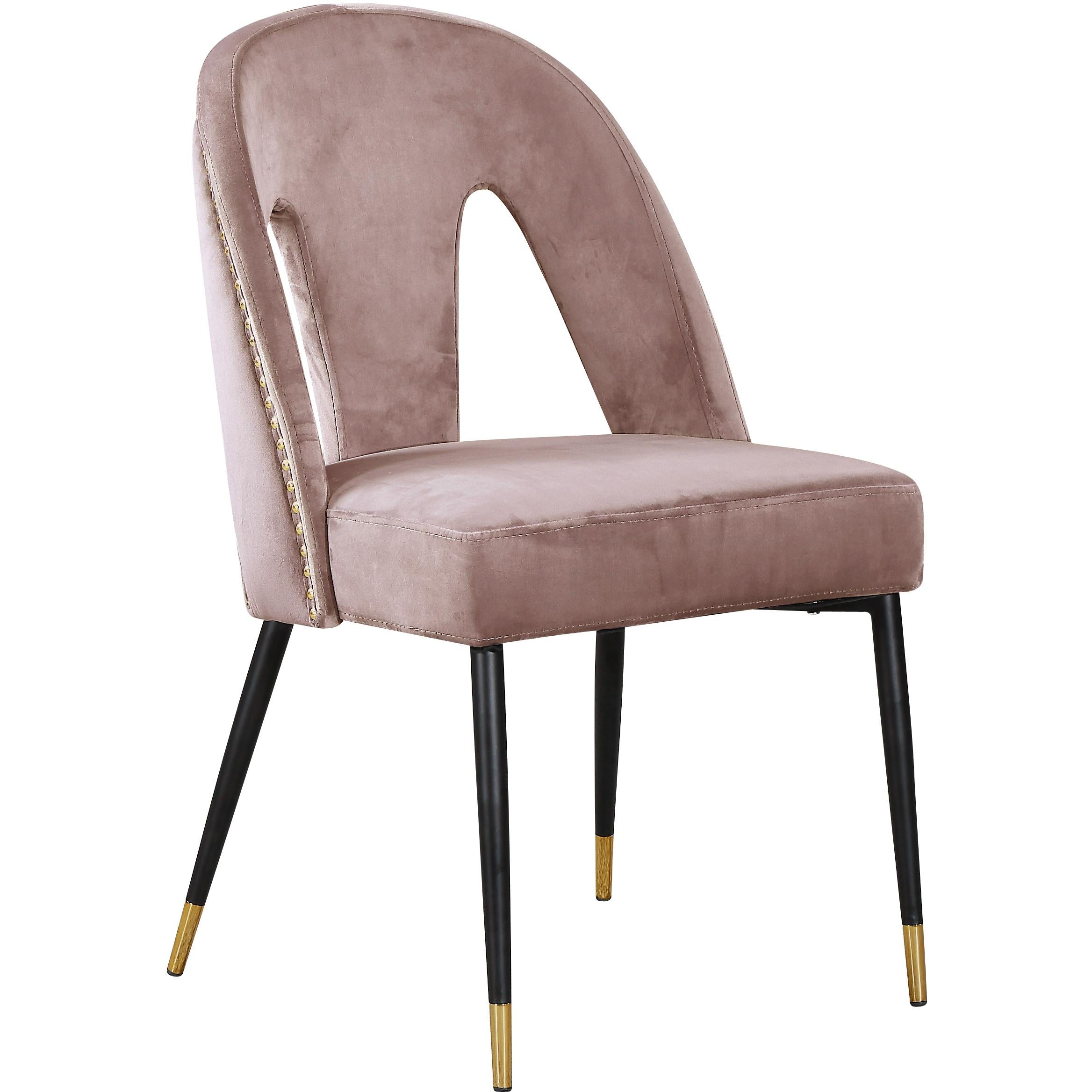 Meridian Akoya Pink Velvet Dining Chair