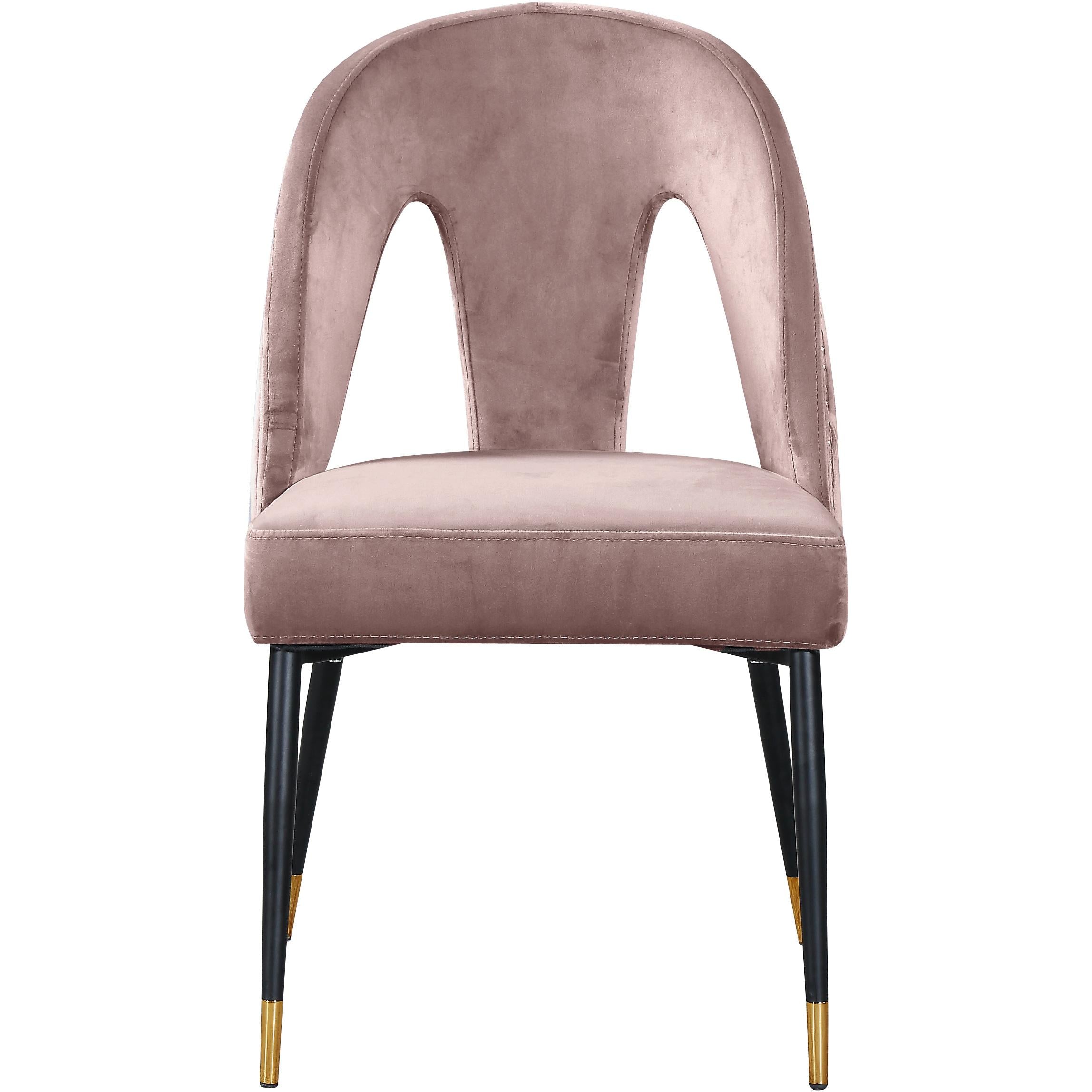 Meridian Akoya Pink Velvet Dining Chair