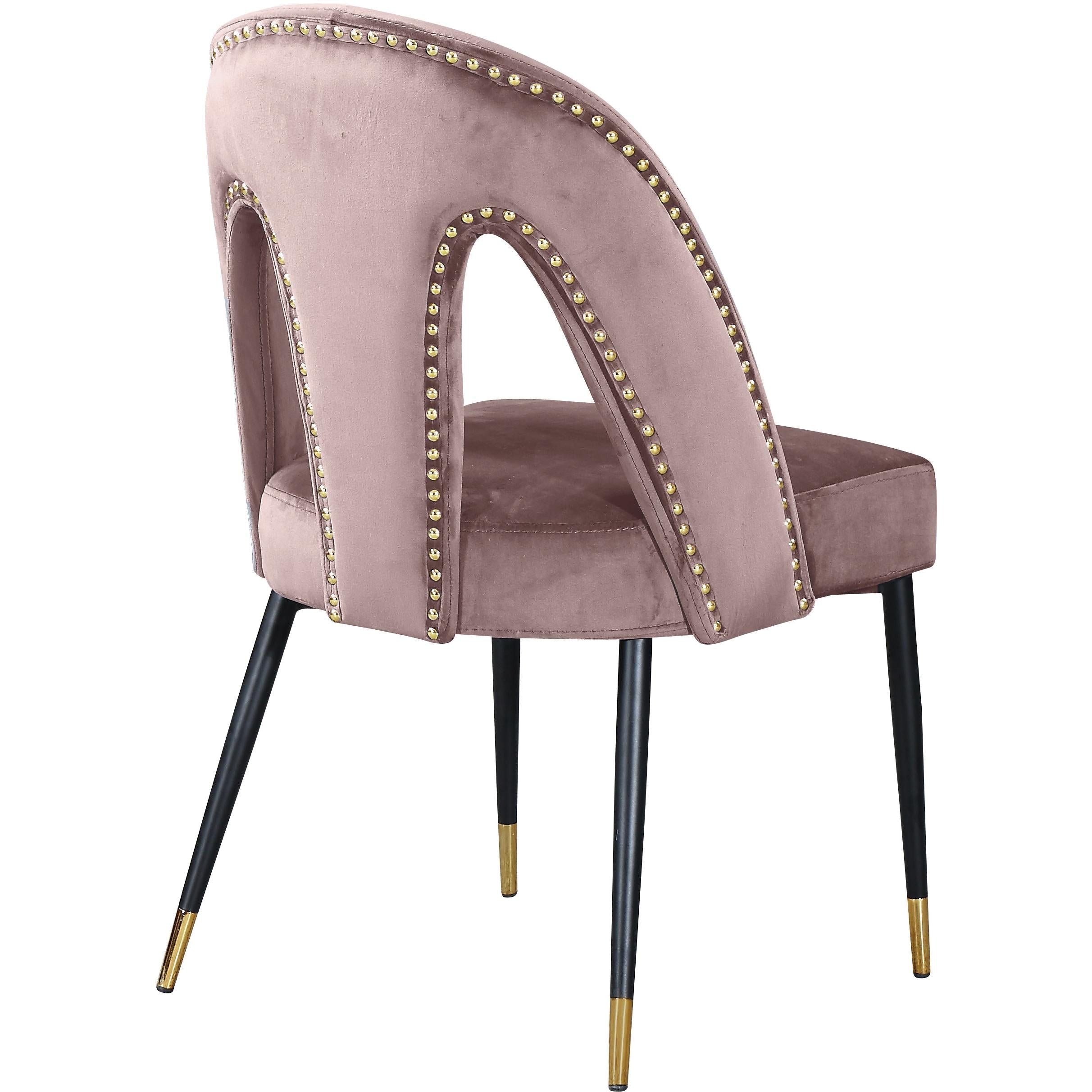 Meridian Akoya Pink Velvet Dining Chair