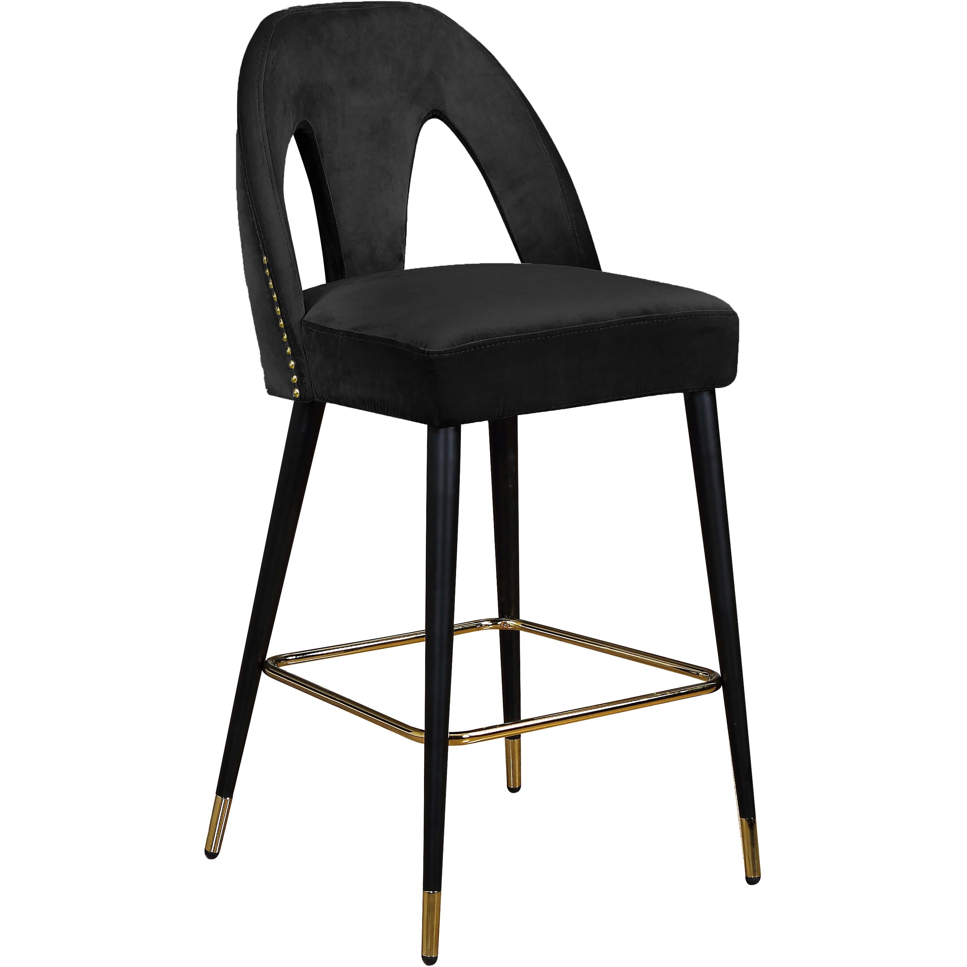 Meridian Akoya Black Velvet Stool