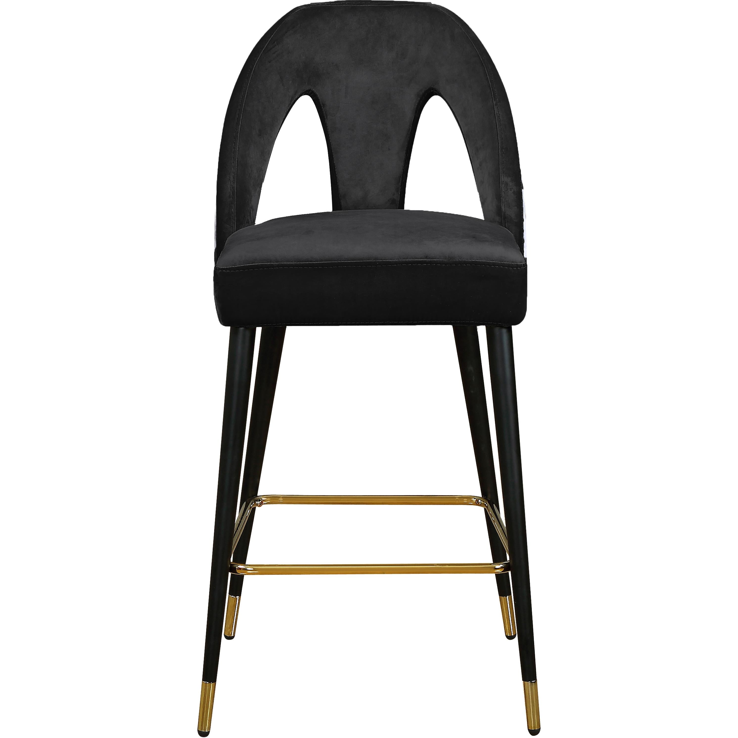 Meridian Akoya Black Velvet Stool