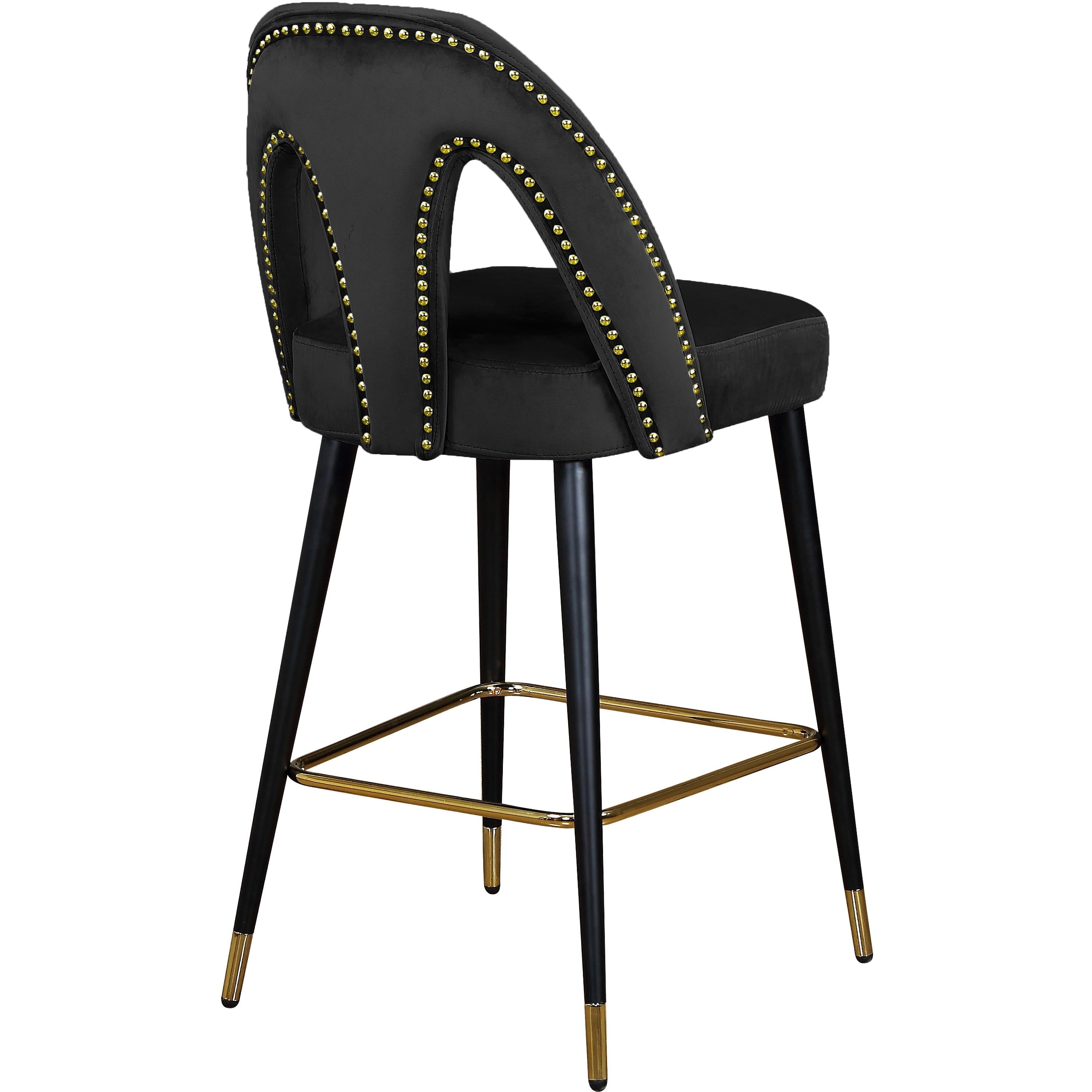 Meridian Akoya Black Velvet Stool