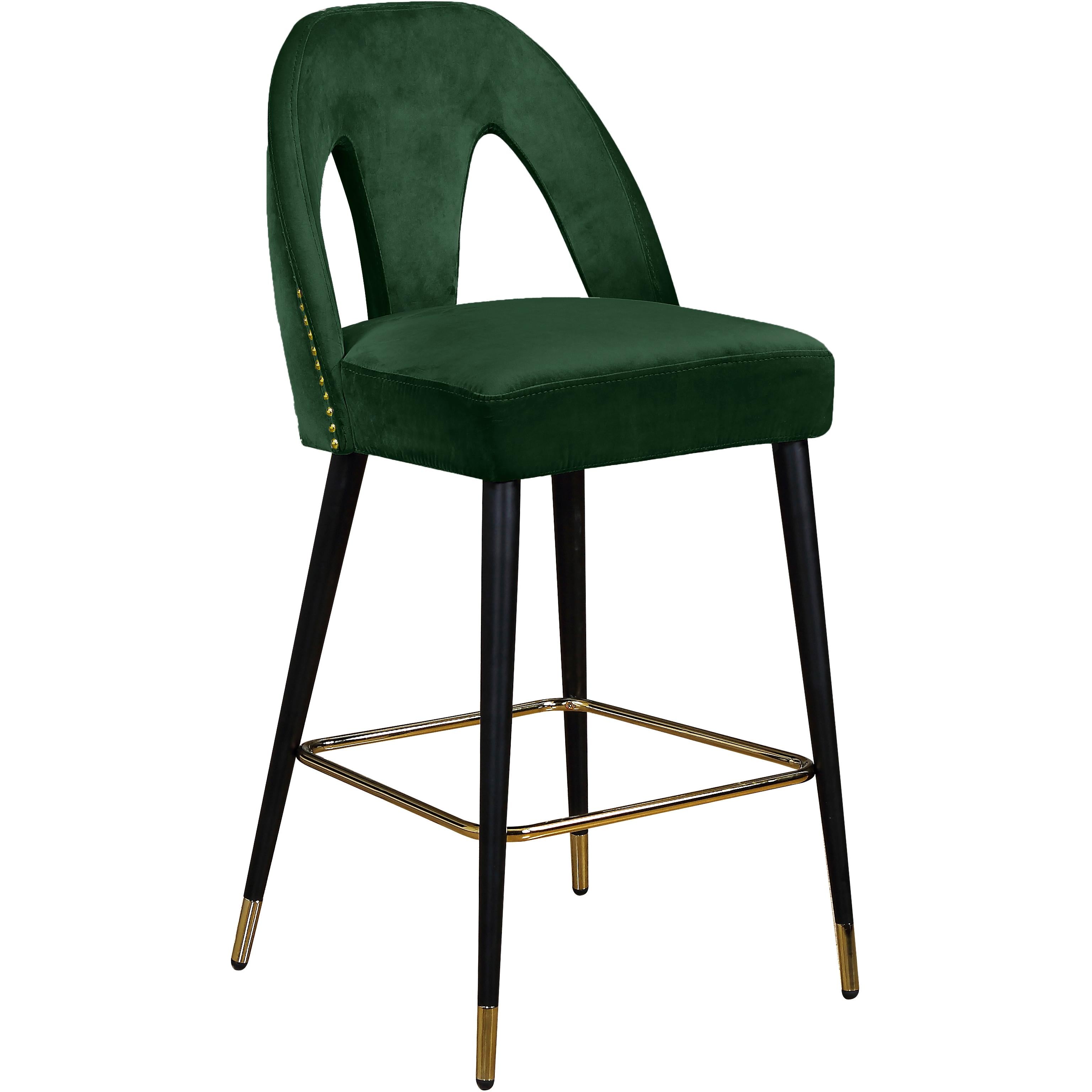 Meridian Akoya Green Velvet Stool