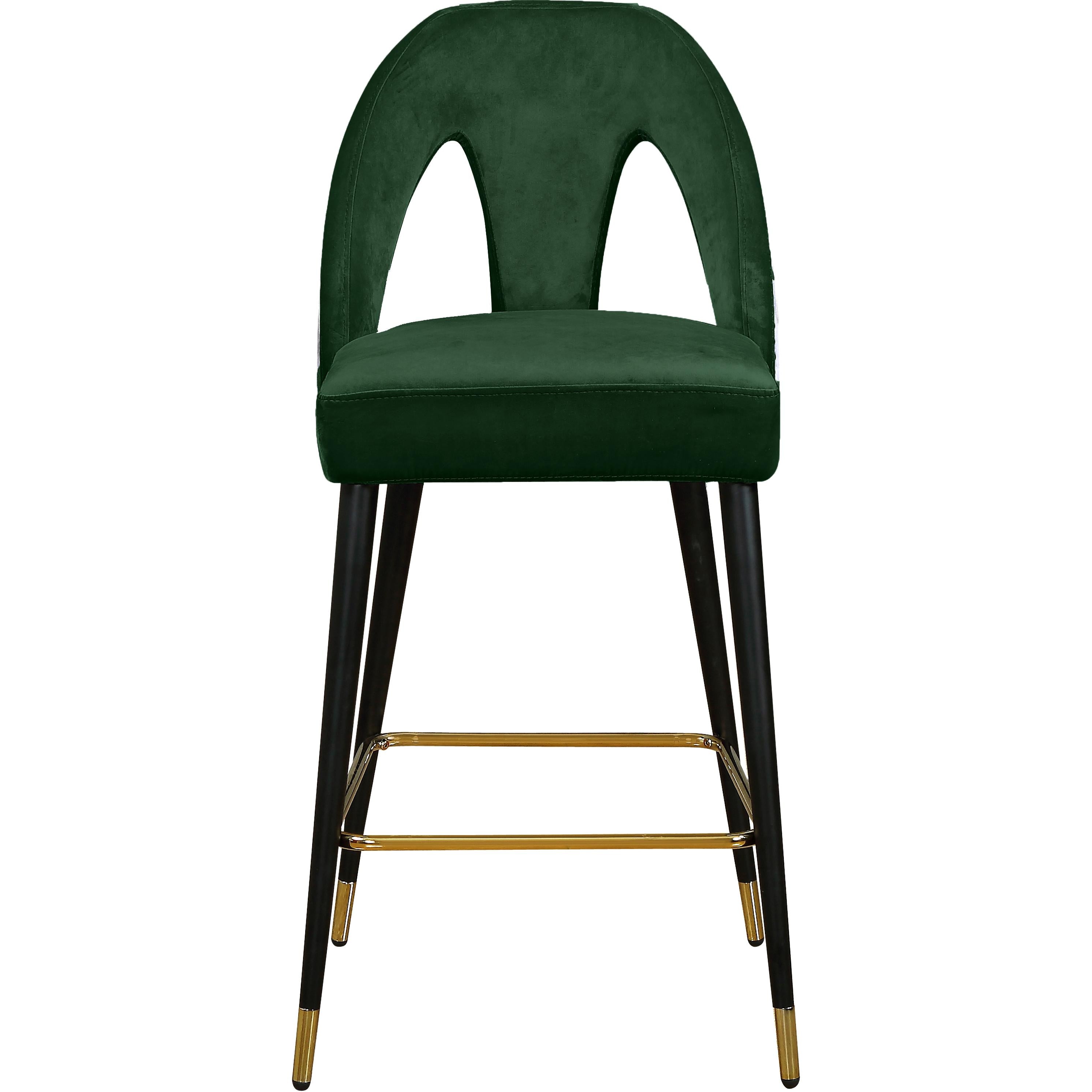 Meridian Akoya Green Velvet Stool