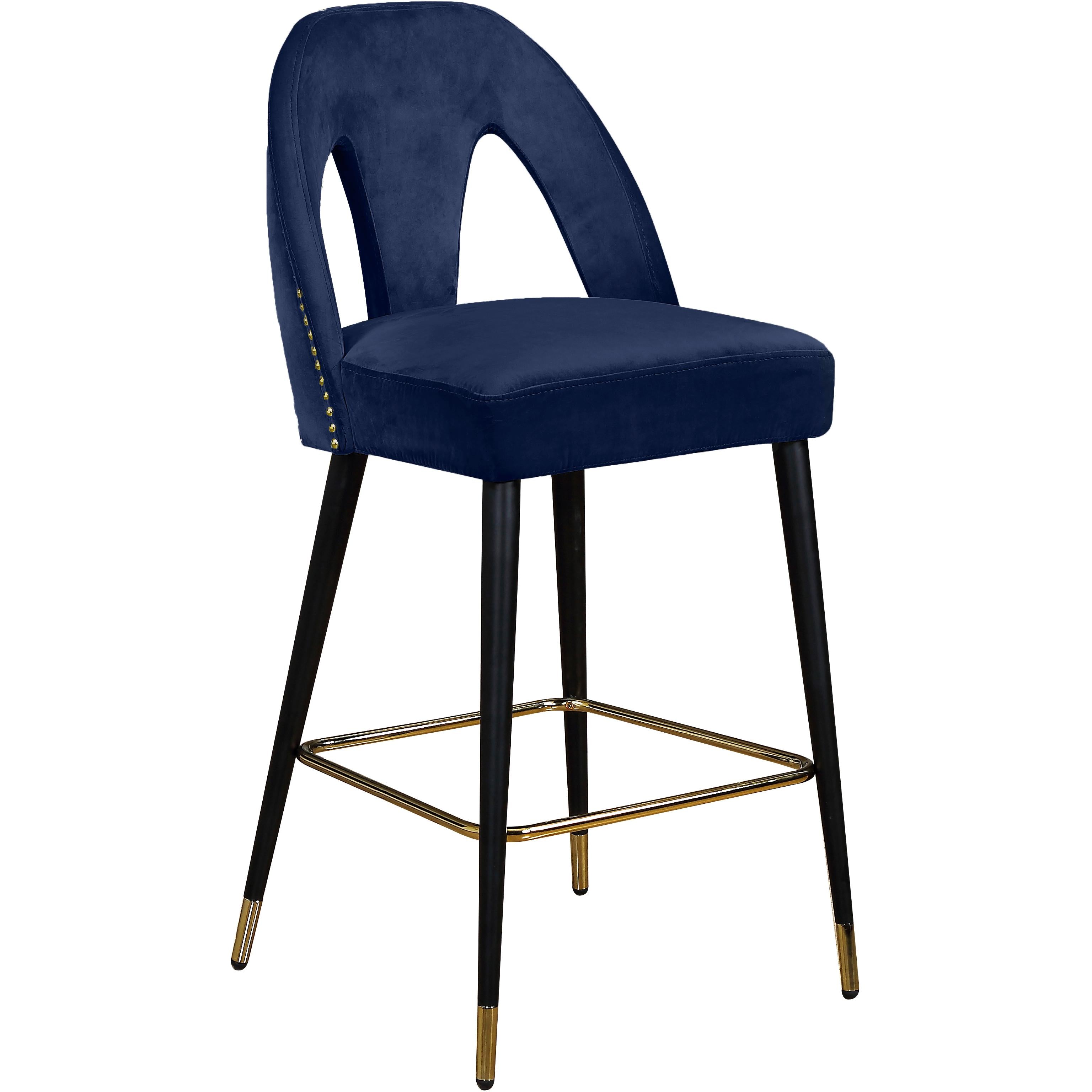 Meridian Akoya Navy Velvet Stool