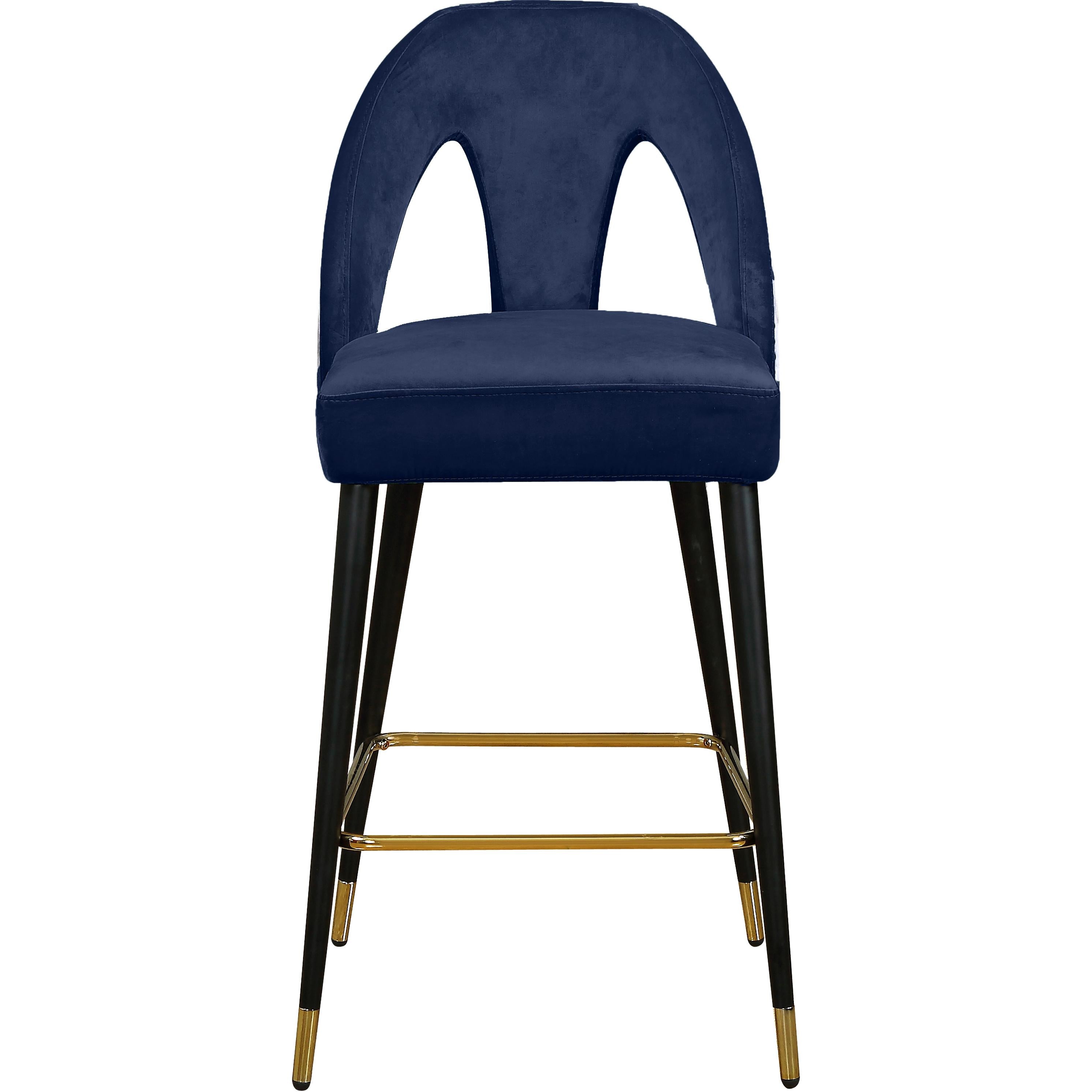 Meridian Akoya Navy Velvet Stool