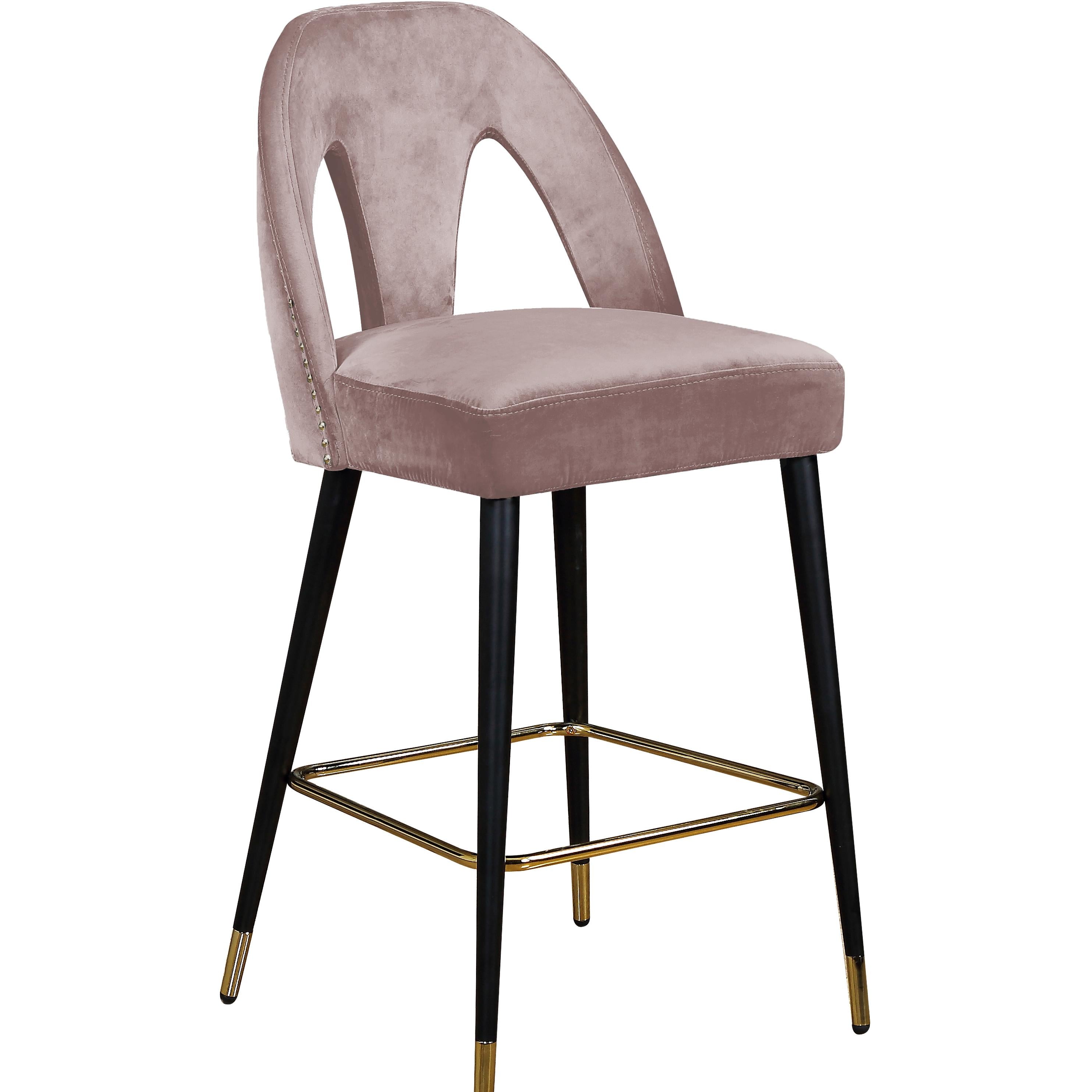 Meridian Akoya Pink Velvet Stool