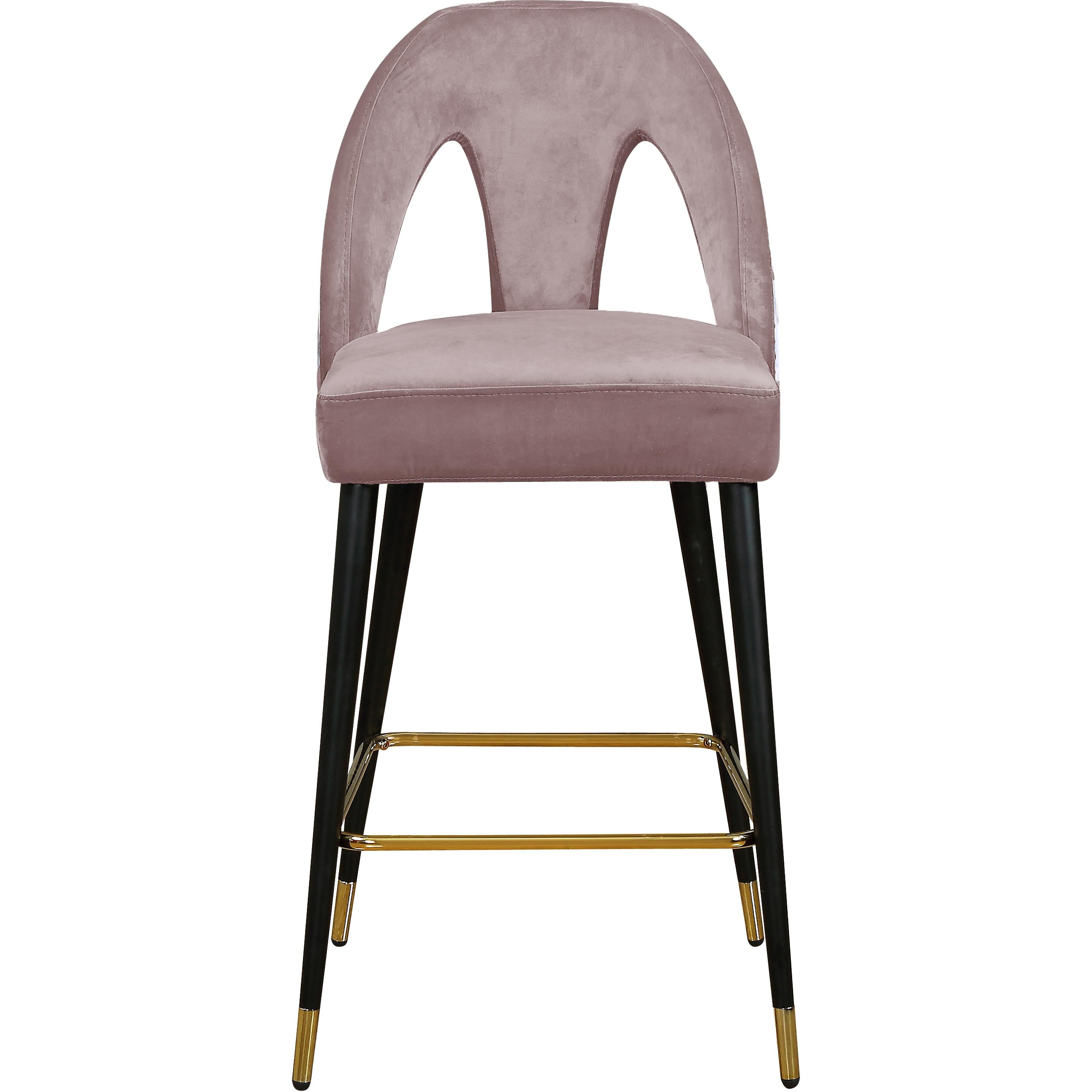 Meridian Akoya Pink Velvet Stool