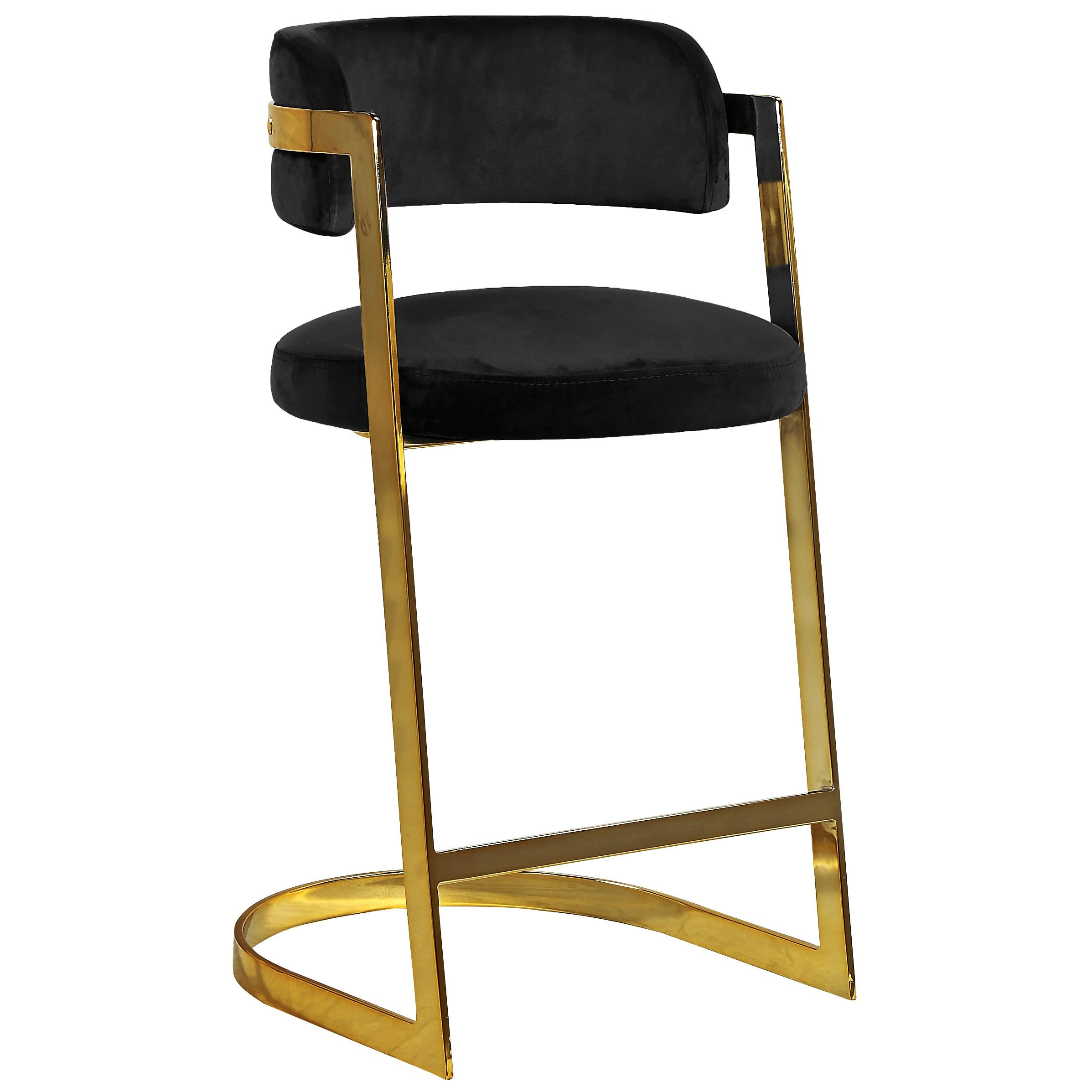 Meridian Stephanie Black Velvet Stool