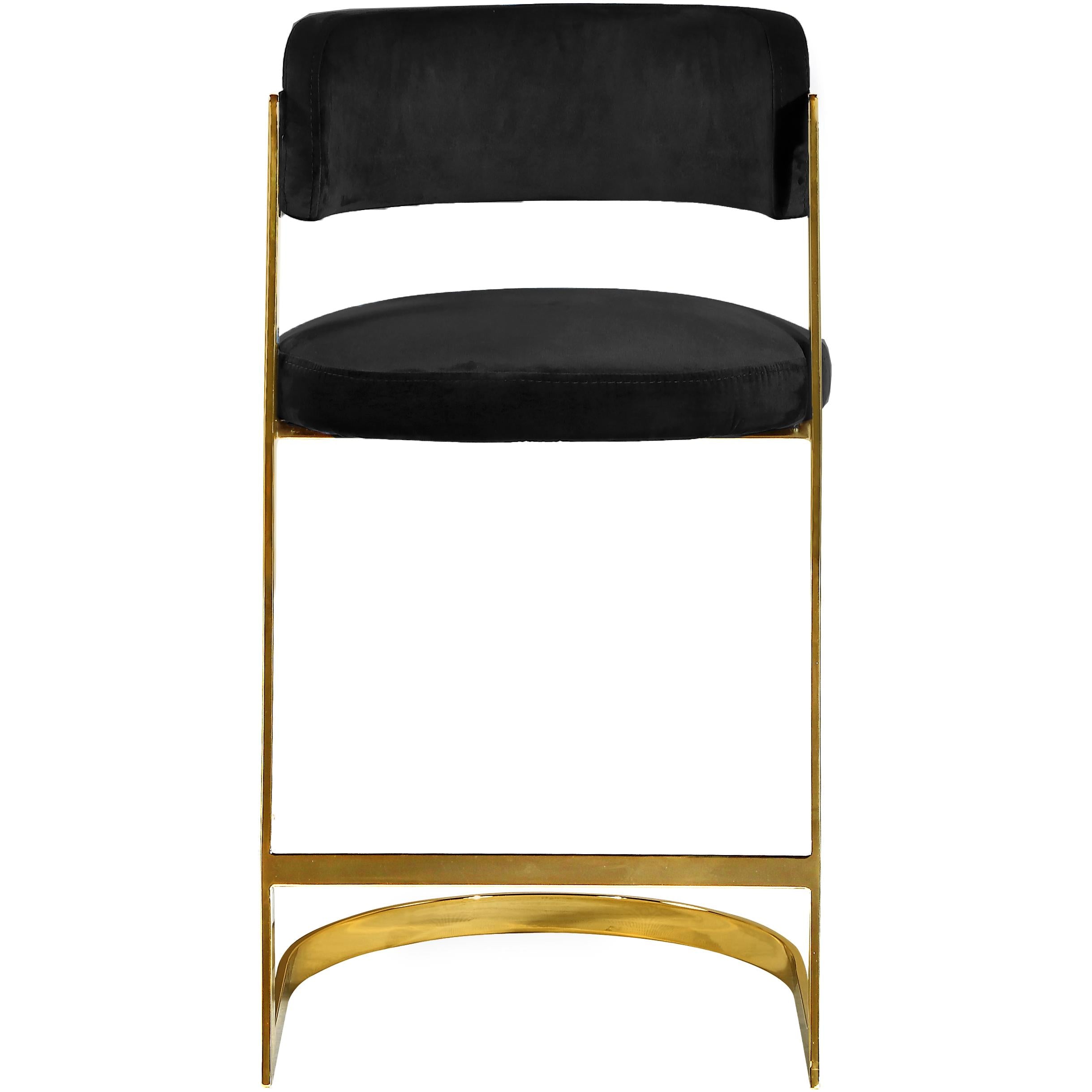 Meridian Stephanie Black Velvet Stool