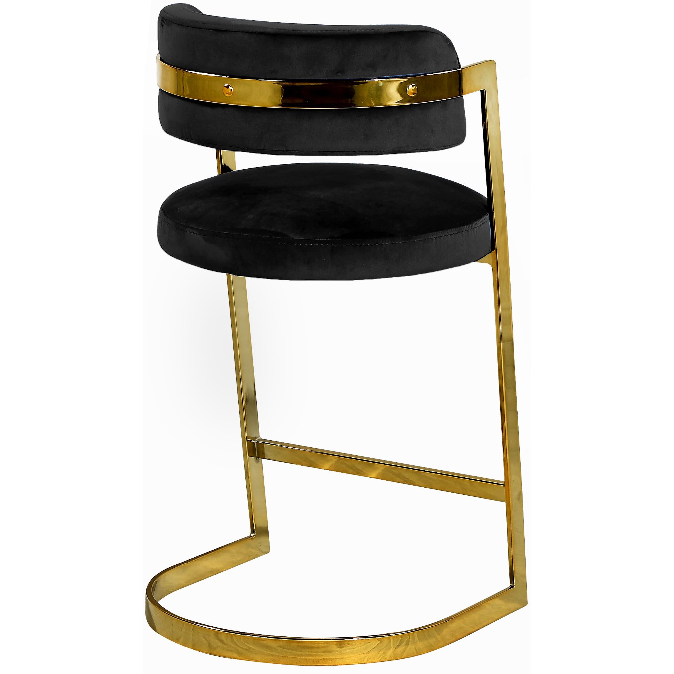 Meridian Stephanie Black Velvet Stool