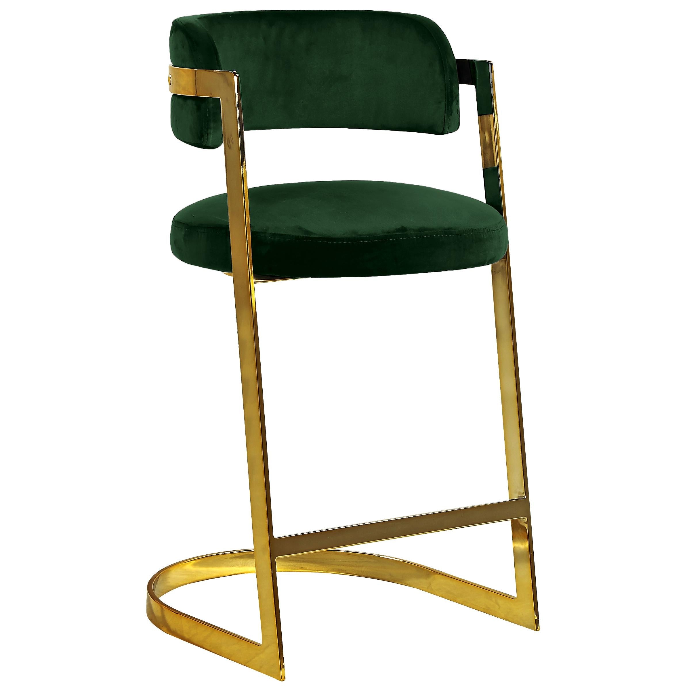 Meridian Stephanie Green Velvet Stool